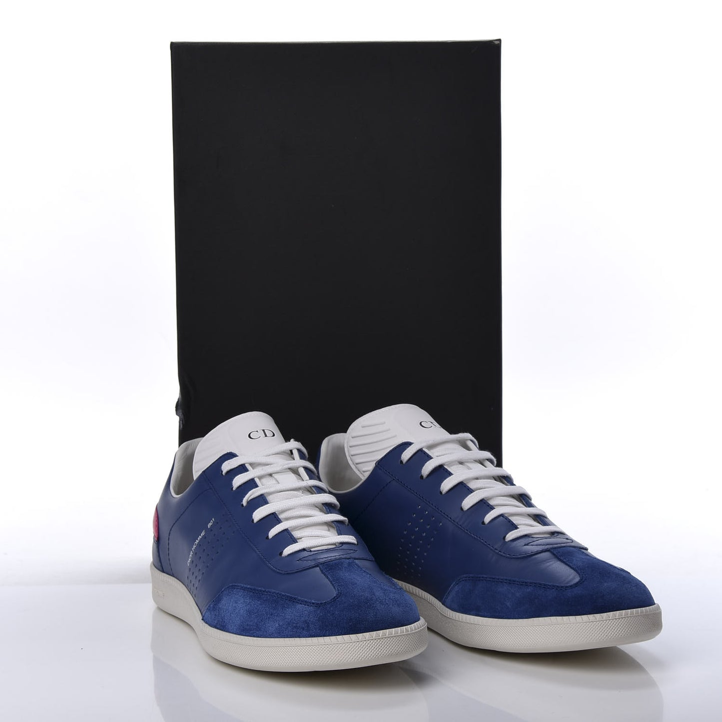 Homme Smooth Calfskin Suede Mens B01 Sneakers 40 Blue Red