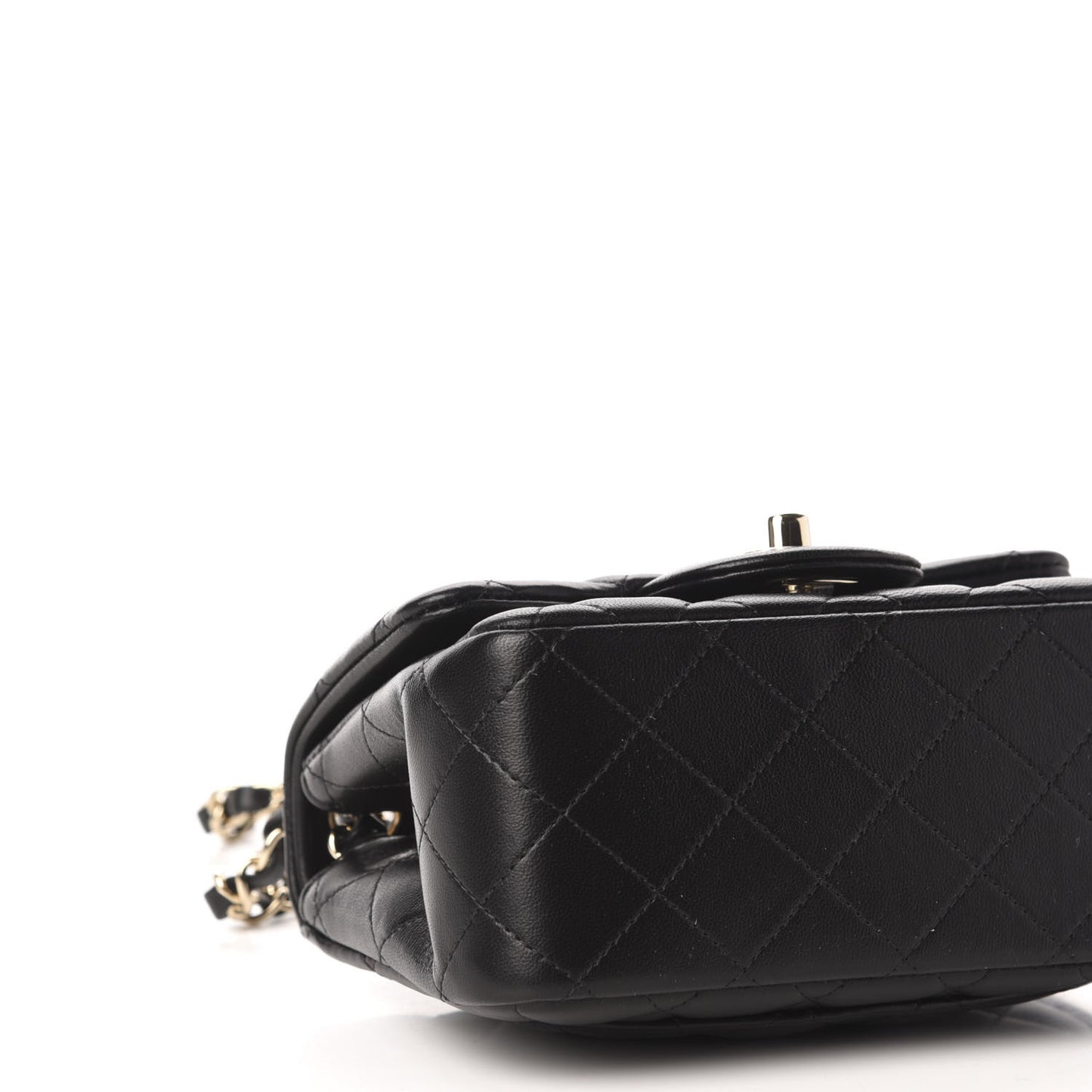 Lambskin Quilted Mini Square Flap Black