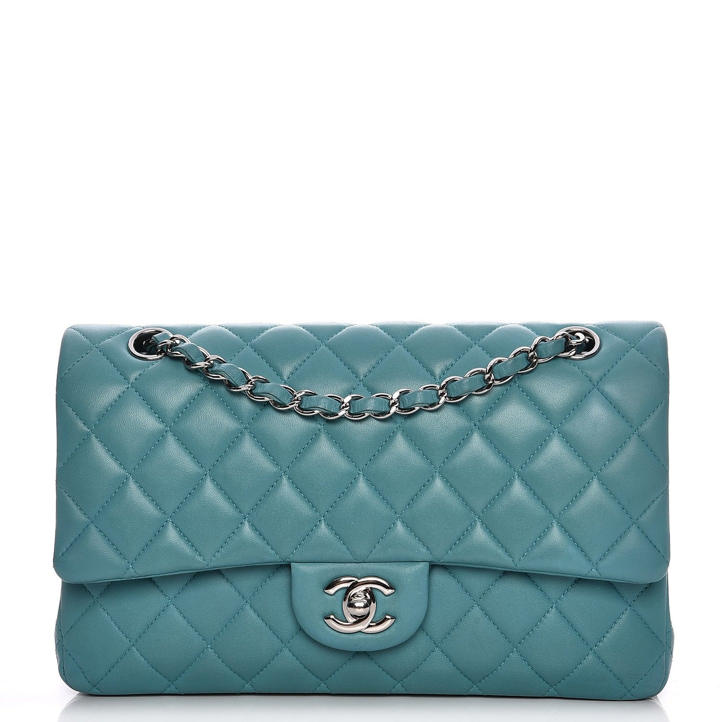 Lambskin Medium Double Flap Turquoise