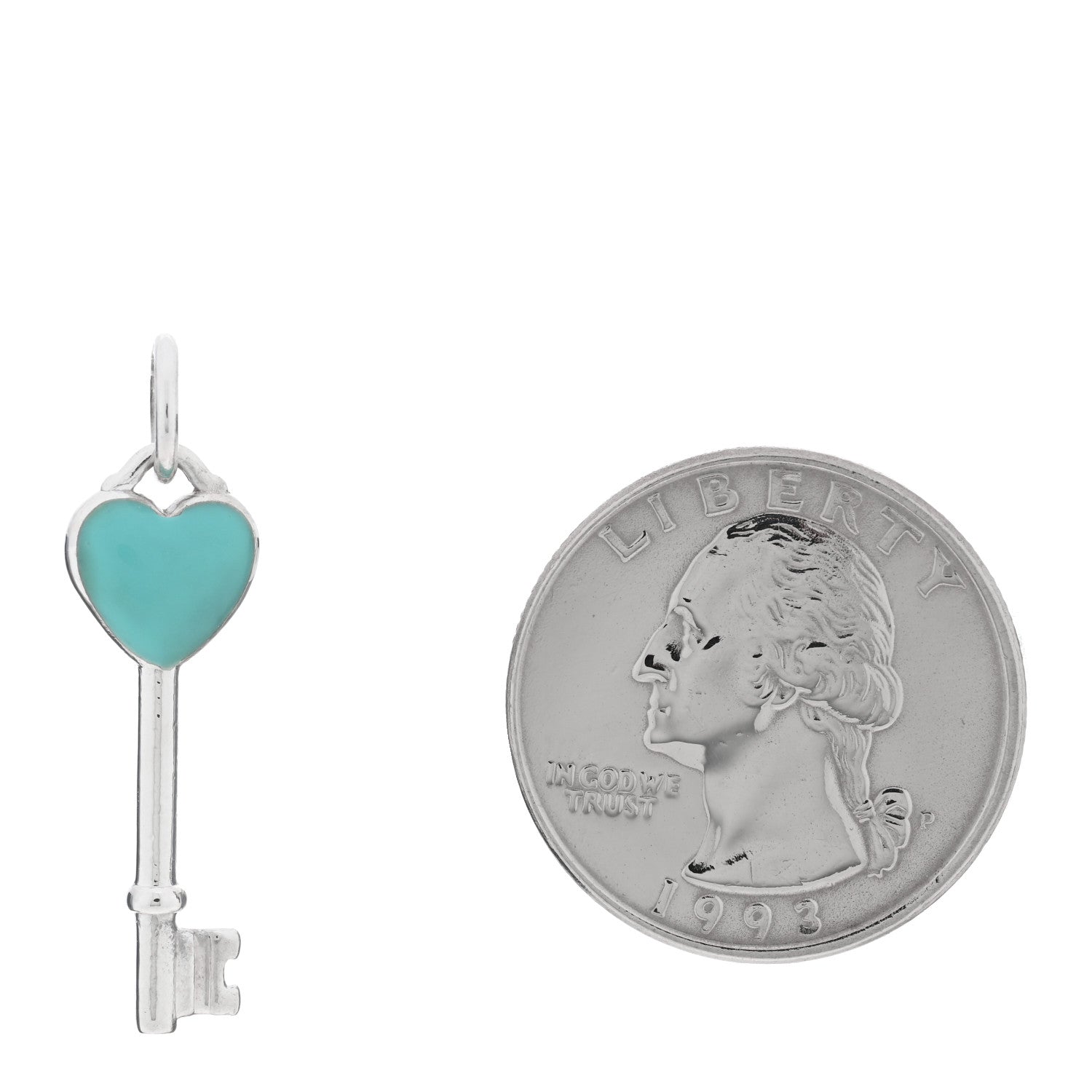 Tiffany Sterling Silver Enamel Heart Key Pendant Blue 2 of 3