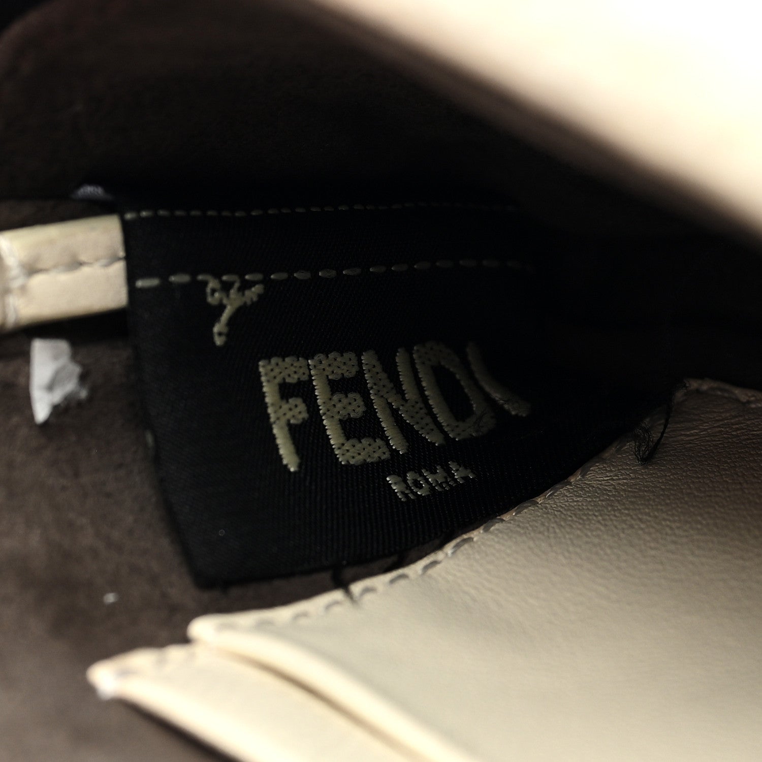 Fendi Shearling Shiny Nappa Micro Baguette Latte Panna 6 of 8