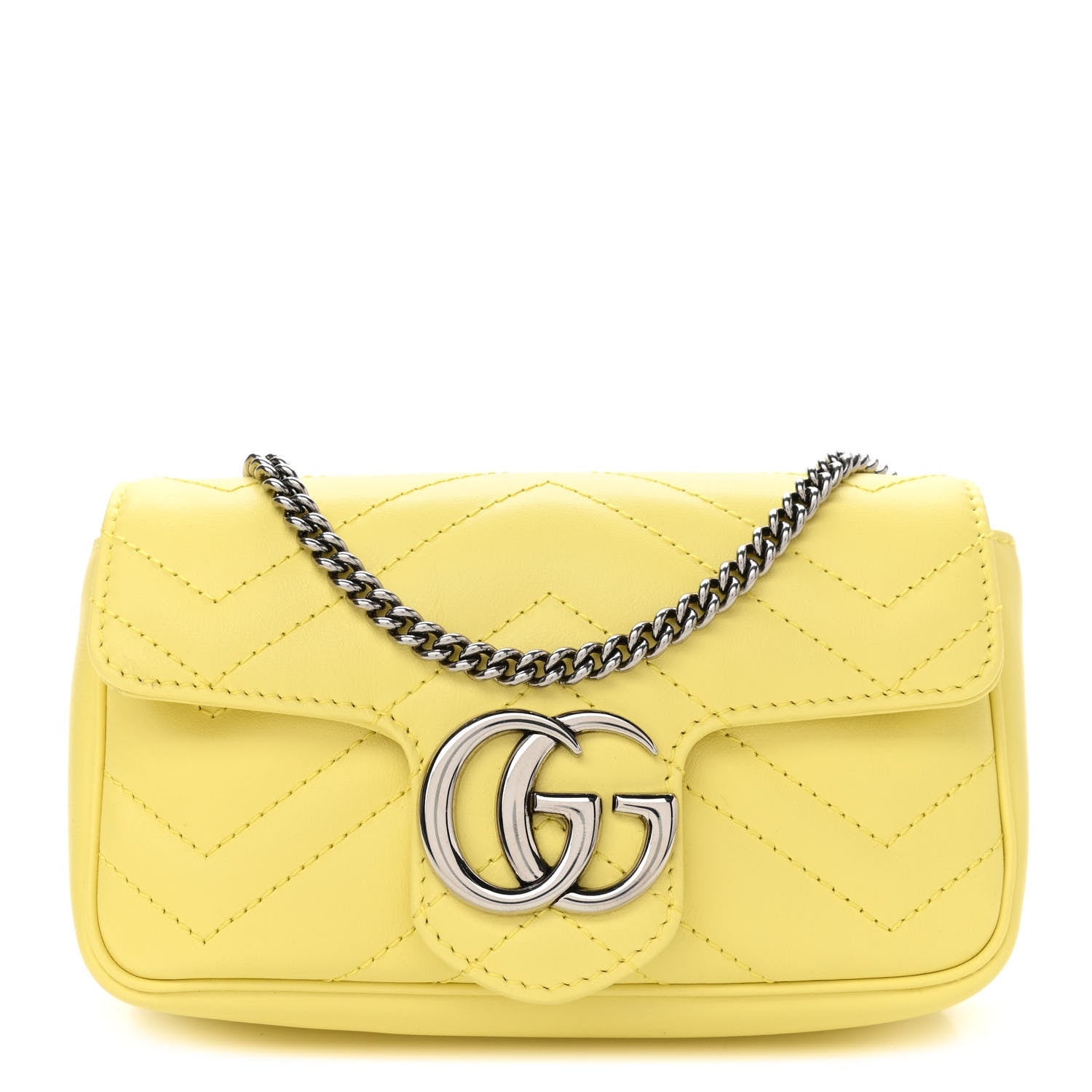 Gucci Calfskin Matelasse Super Mini GG Marmont Shoulder Bag Banana 1 of 11