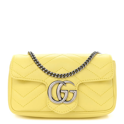 Gucci Calfskin Matelasse Super Mini GG Marmont Shoulder Bag Banana 1 of 11