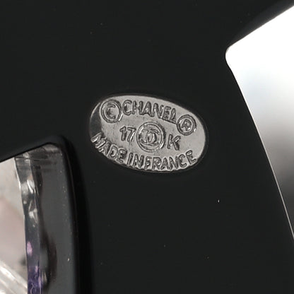 Chanel Resin Crystal CC Shooting Star Dangle Earrings Silver Purple 4 of 4