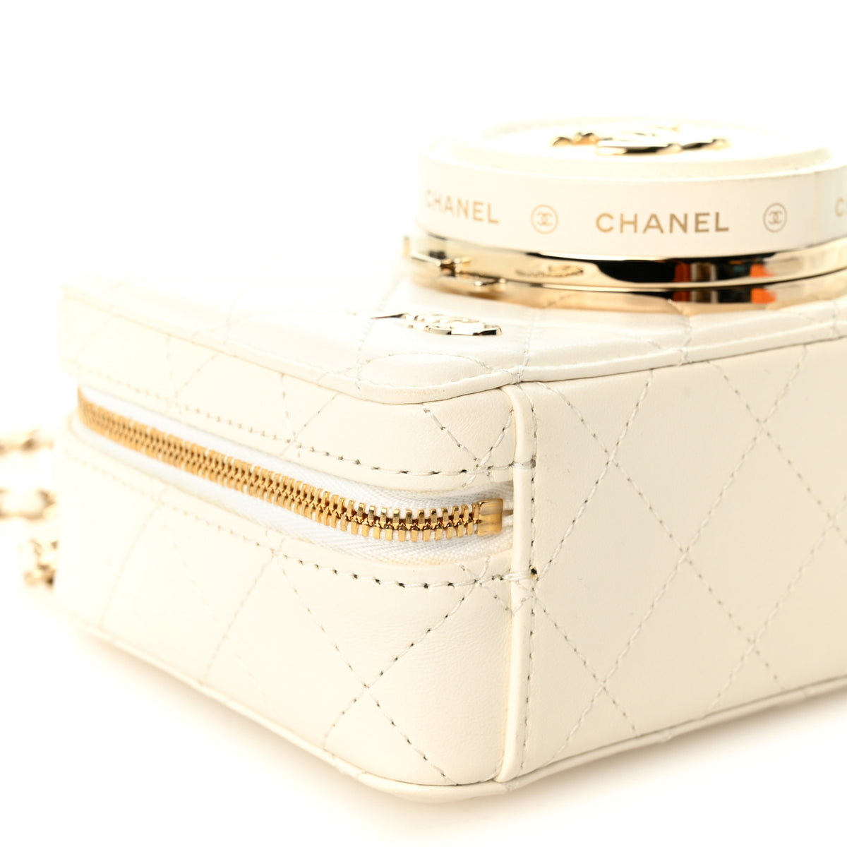 Lambskin Quilted Coco Click Bag White