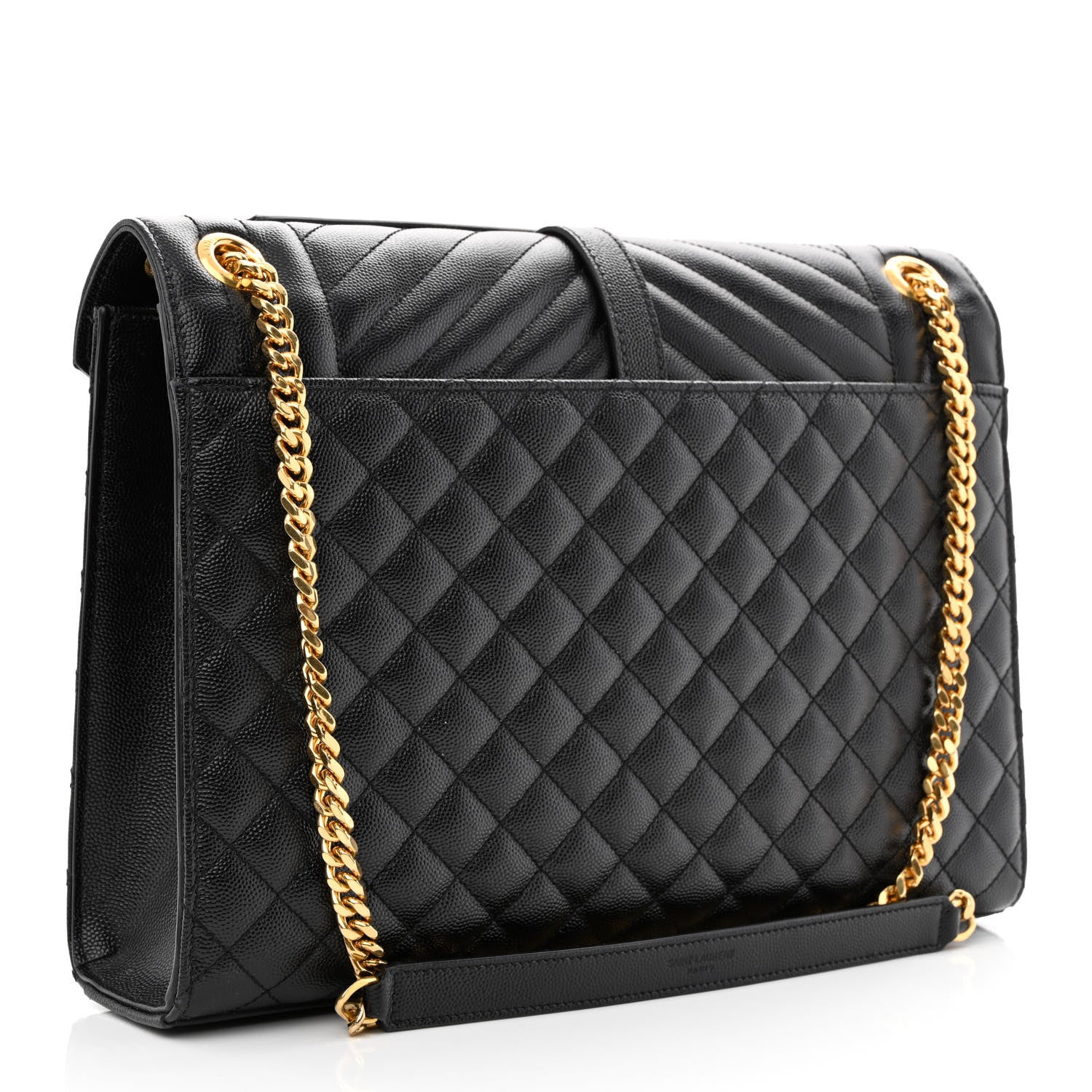 Saint Laurent Grain De Poudre Textured Mixed Matelasse Large Triquilt Monogram Satchel Black 2 of 9