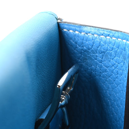 Hermes Taurillon Clemence Halzan 31 GM Bleu Zanzibar 8 of 11