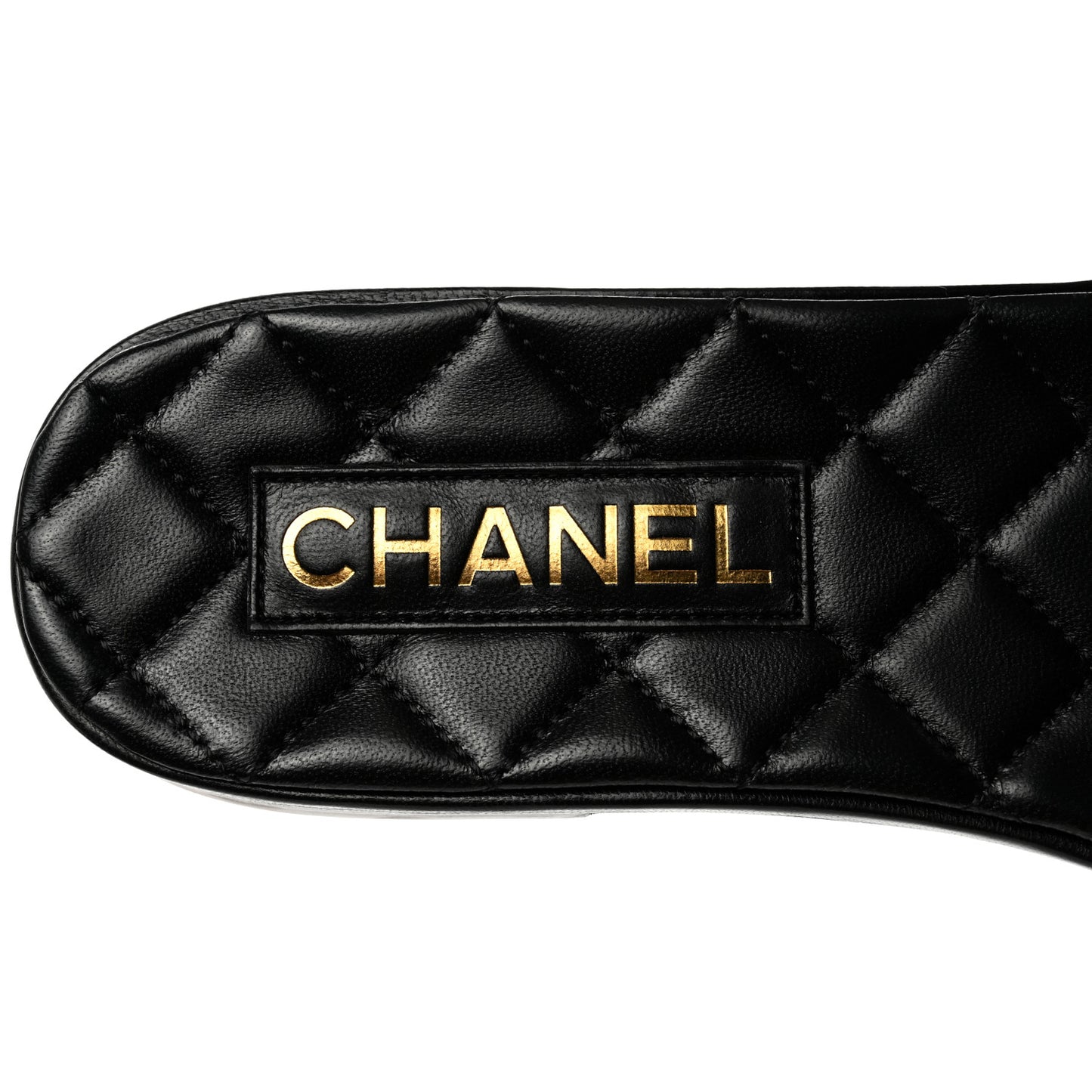 Shiny Goatskin Quilted CC Mules Sandals 40 Black