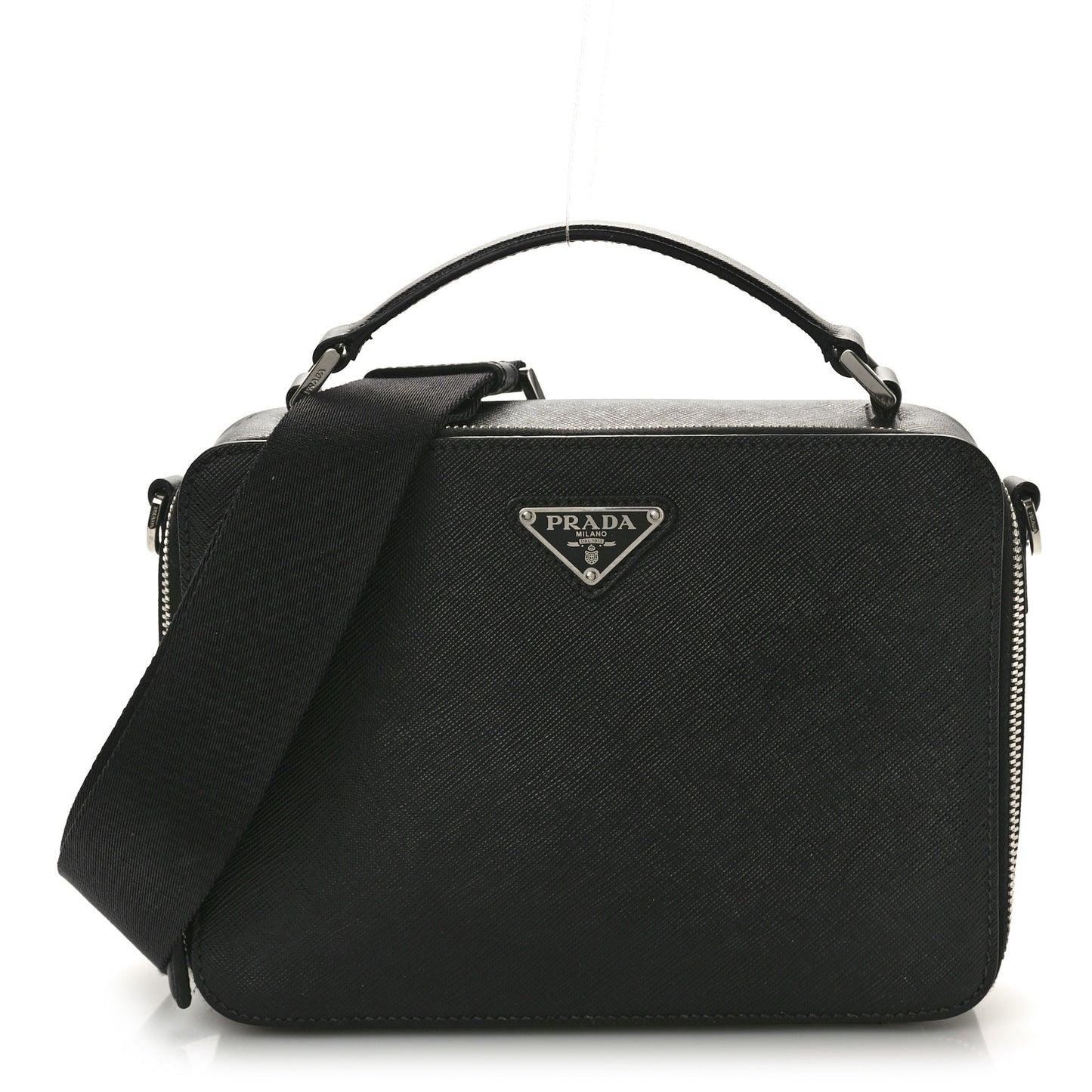 Saffiano Travel Medium Brique Crossbody Bag Black