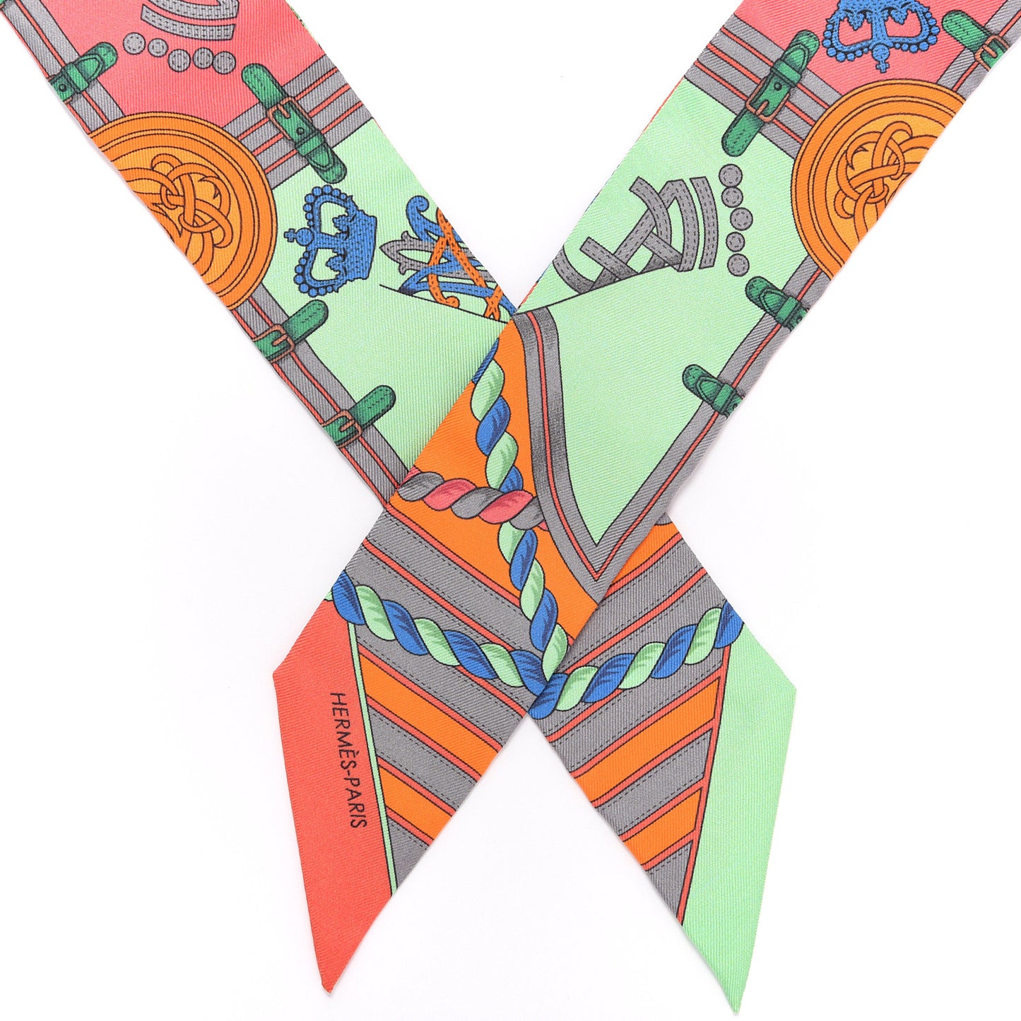 Silk Grande Tenue Twilly Vert Orange Corail