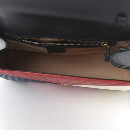 Gucci Calfskin Bamboo Trapuntata Queen Margaret Top Handle Bag Blue Agata Hibiscus Red Mystic White Sugar Pink 5 of 10