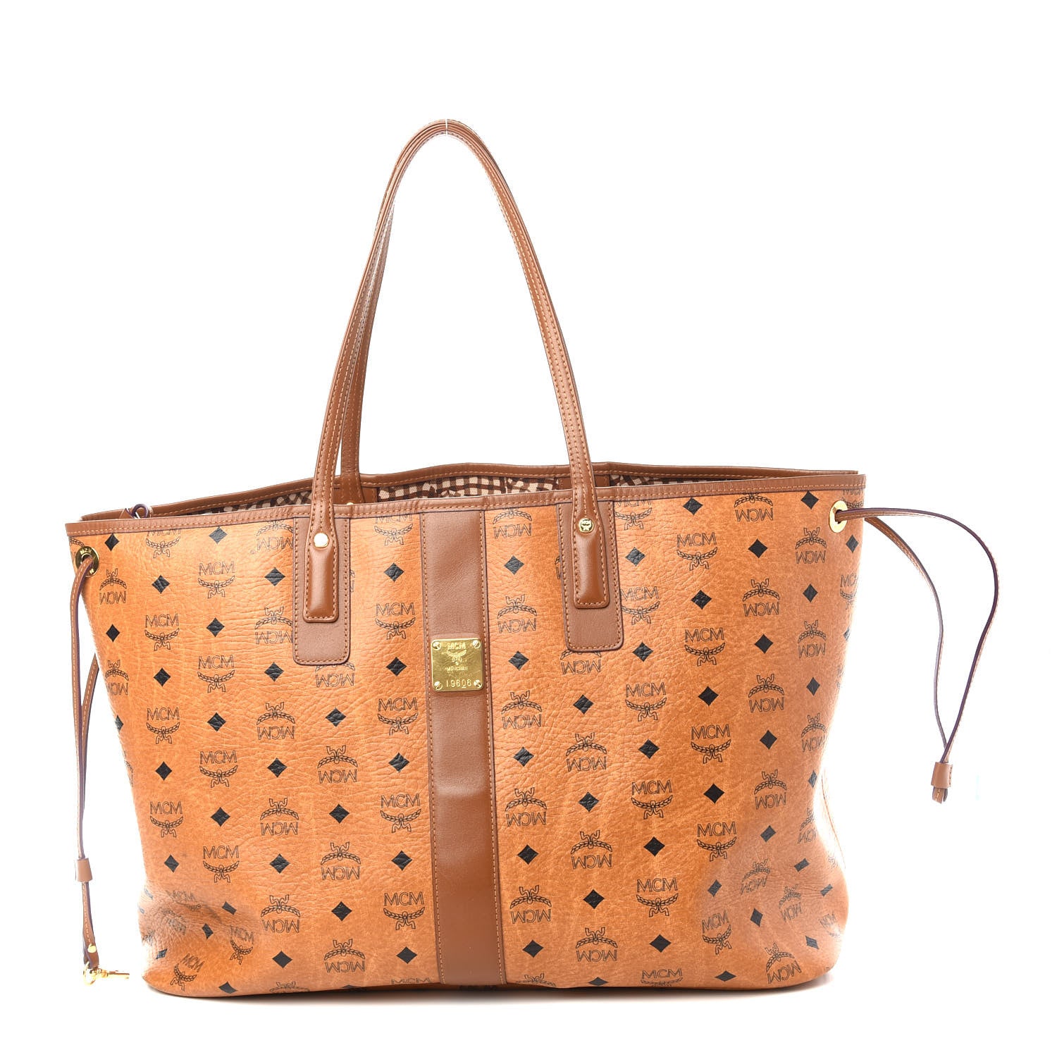 MCM Visetos Medium Liz Reversible Shopper Tote Cognac 2 of 15
