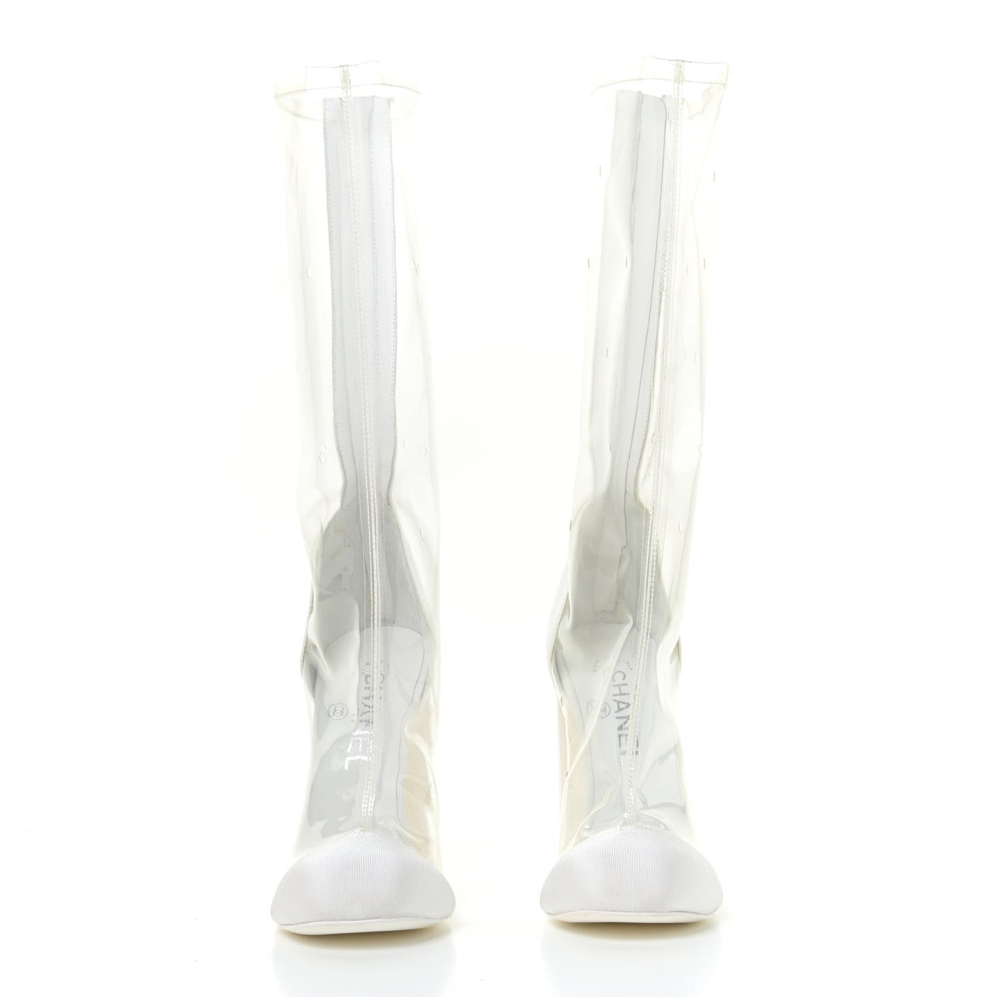 PVC Grosgrain High Boots 36 Transparent White