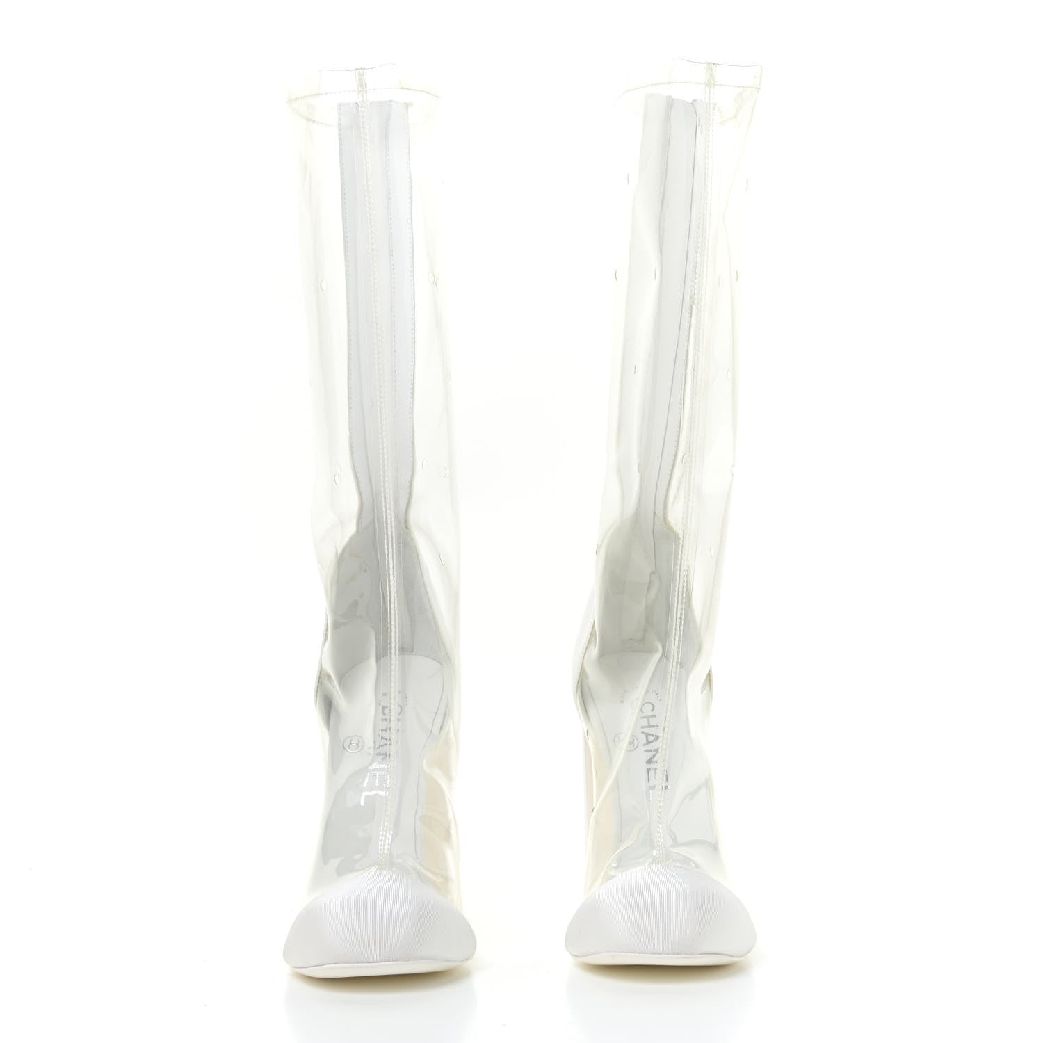 Chanel PVC Grosgrain High Boots 36 Transparent White 4 of 14