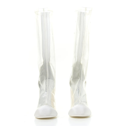 Chanel PVC Grosgrain High Boots 36 Transparent White 4 of 14