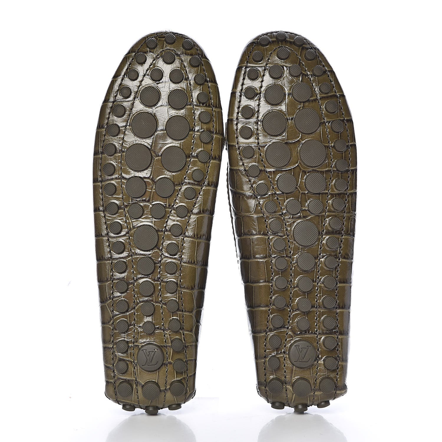 Louis Vuitton Calfskin Crocodile Embossed Dauphine Loafers 37 Green 5 of 8