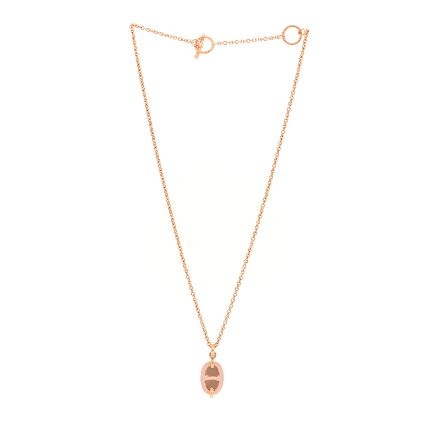 Metal Enamel Mini Maillon Pendant Necklace Rose Candeur