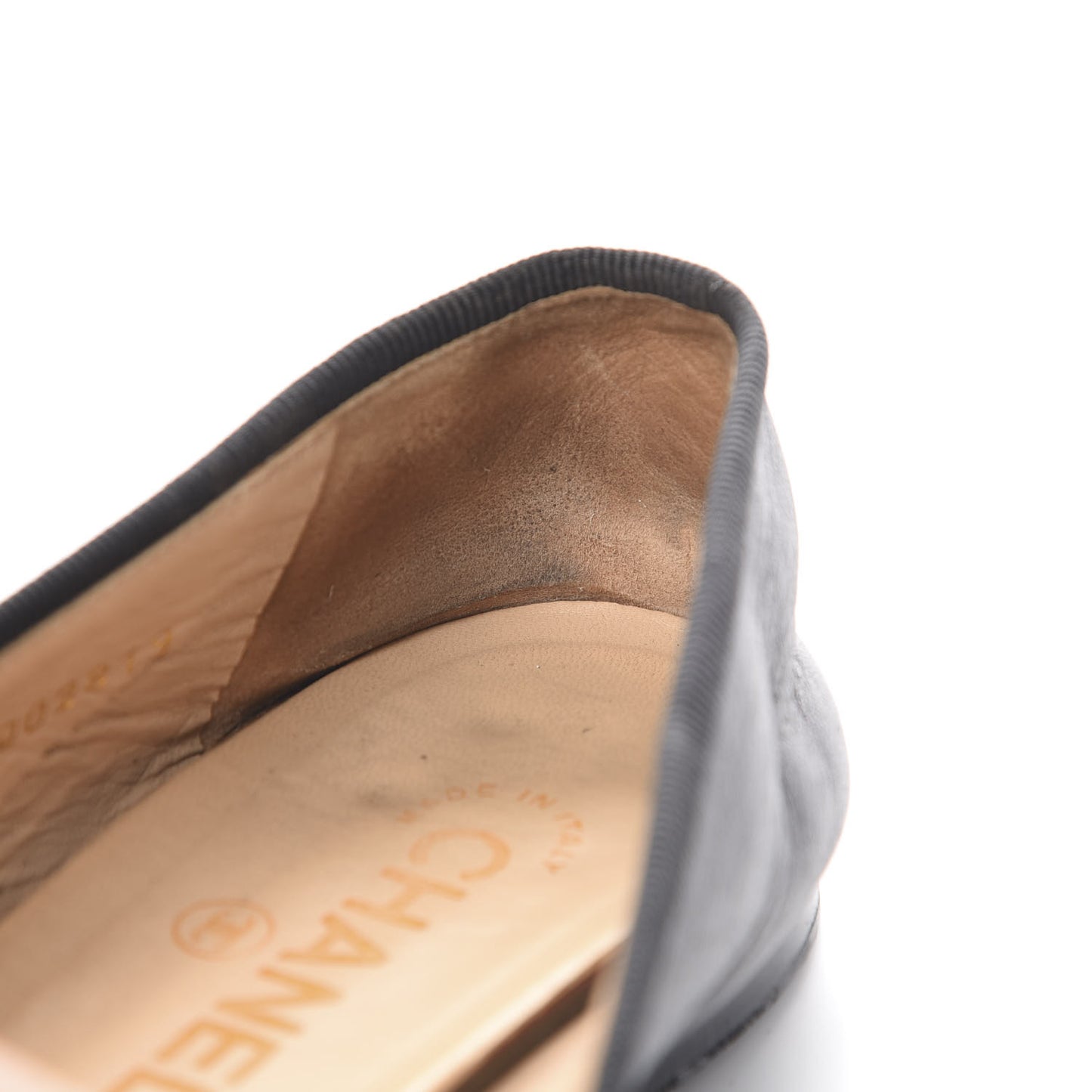 Lambskin Patent Cap Toe Ballerina Flats 37.5 Black