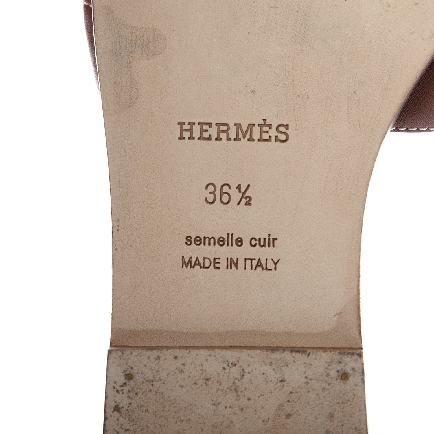 Hermes Box Calfskin Oran Sandals 36.5 Gold 7 of 8
