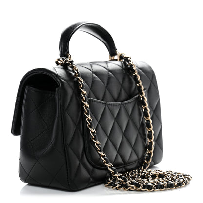 Chanel Lambskin Quilted Mini Top Handle Rectangular Flap Black 3 of 10
