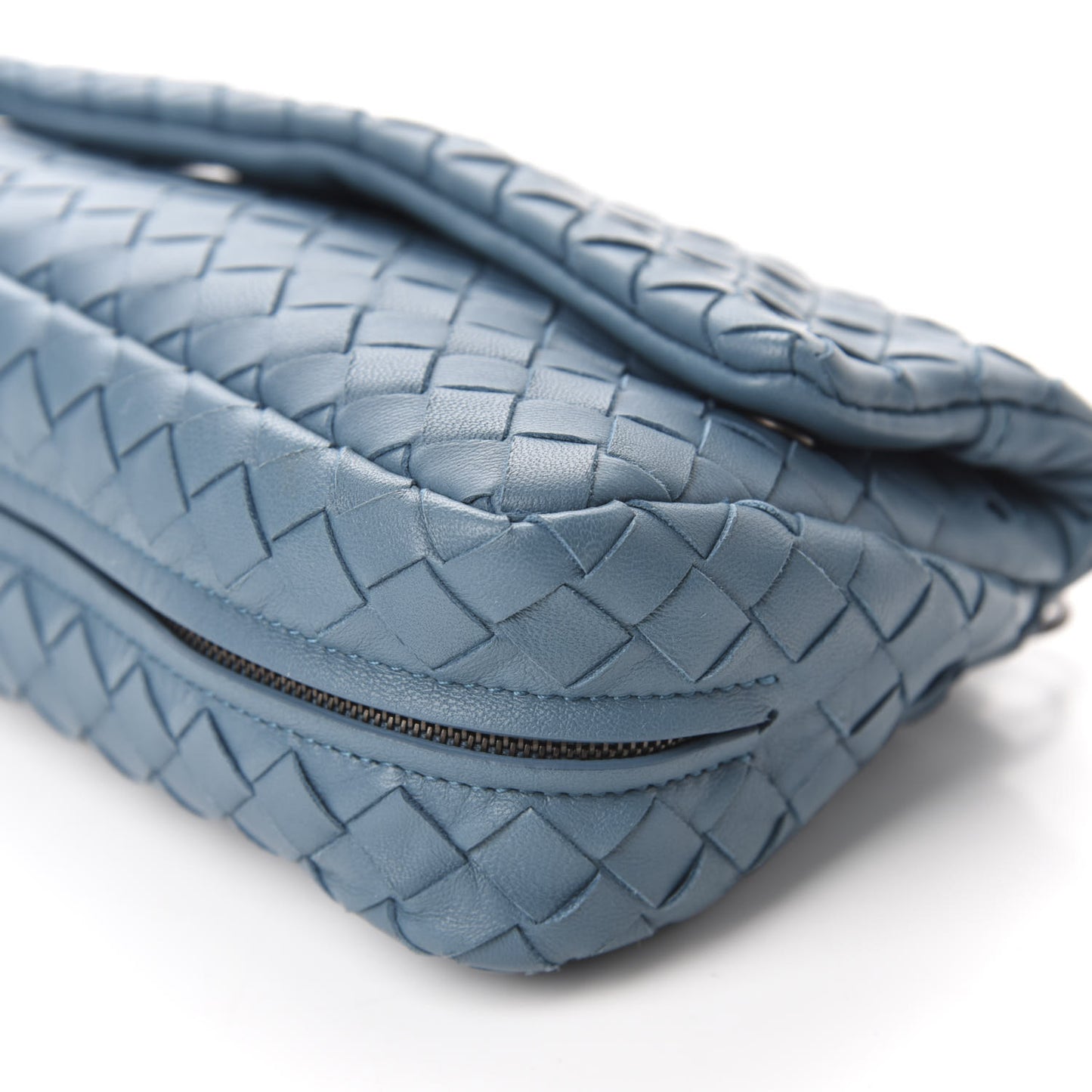 Nappa Intrecciato Mini Chain Messenger Oceano