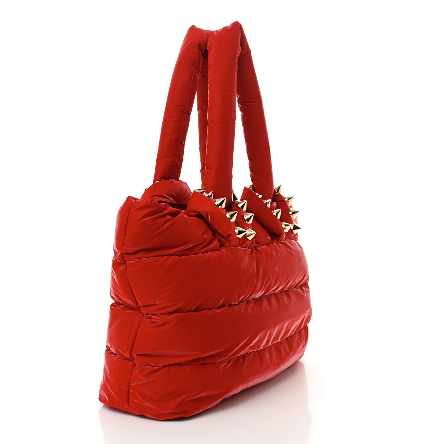 Nylon Padded Gloss Large Cabamoon Tote Red