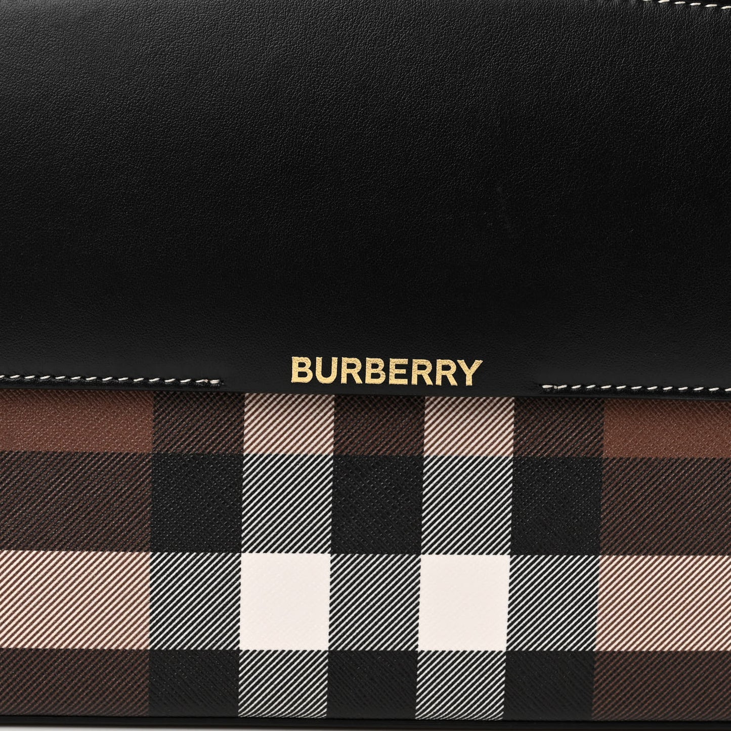 E-Canvas Check Calfskin Catherine Shoulder Bag Dark Birch Brown