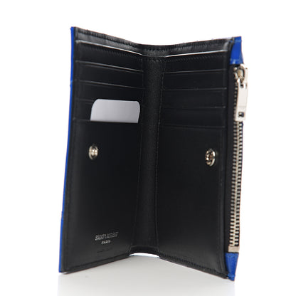 Saint Laurent Patent Grain De Poudre Matelasse Chevron Monogram Zipped Two-Part Wallet Royal Blue 4 of 6