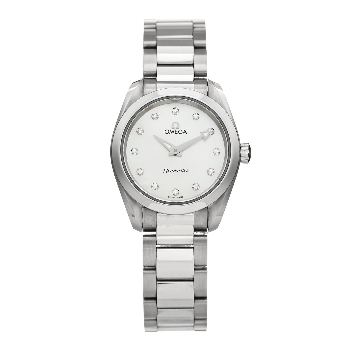 Stainless Steel Diamond Mother of Pearl 28mm Seamaster Aqua Terra Quartz Watch 220.10.28.60.55.001