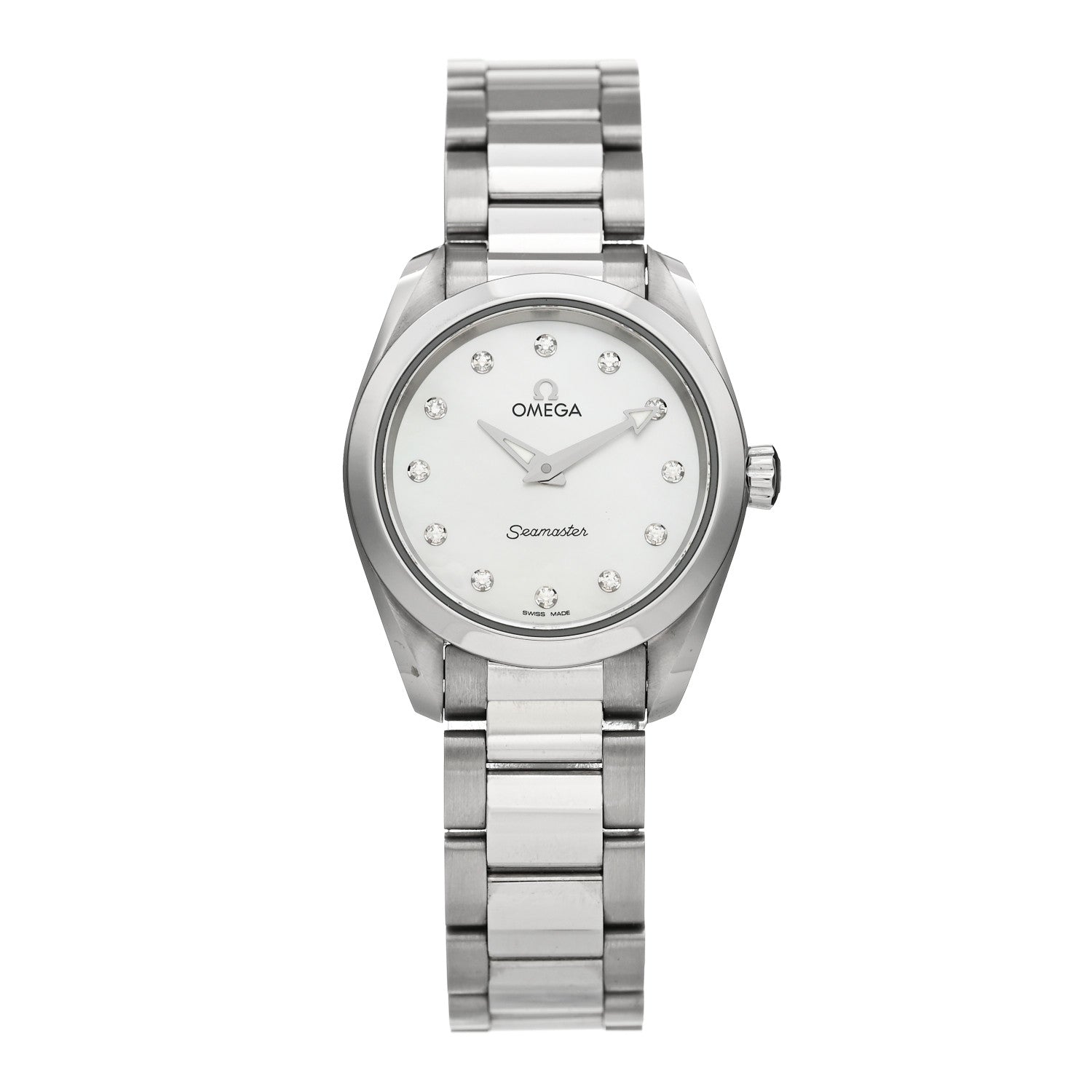 Omega Stainless Steel Diamond Mother of Pearl 28mm Seamaster Aqua Terra Quartz Watch 220.10.28.60.55.001 1 of 5