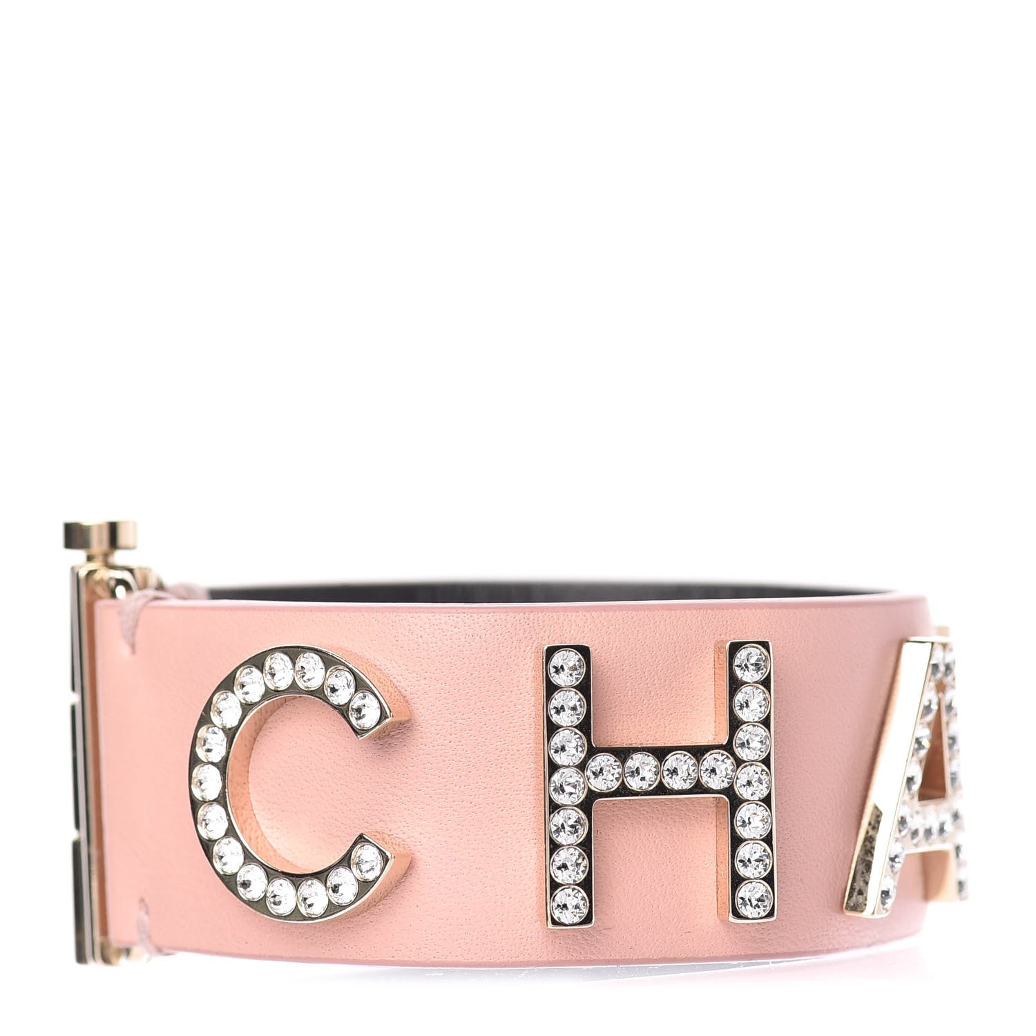 Chanel Calfskin Crystal Logo Cuff M Pink 4 of 7