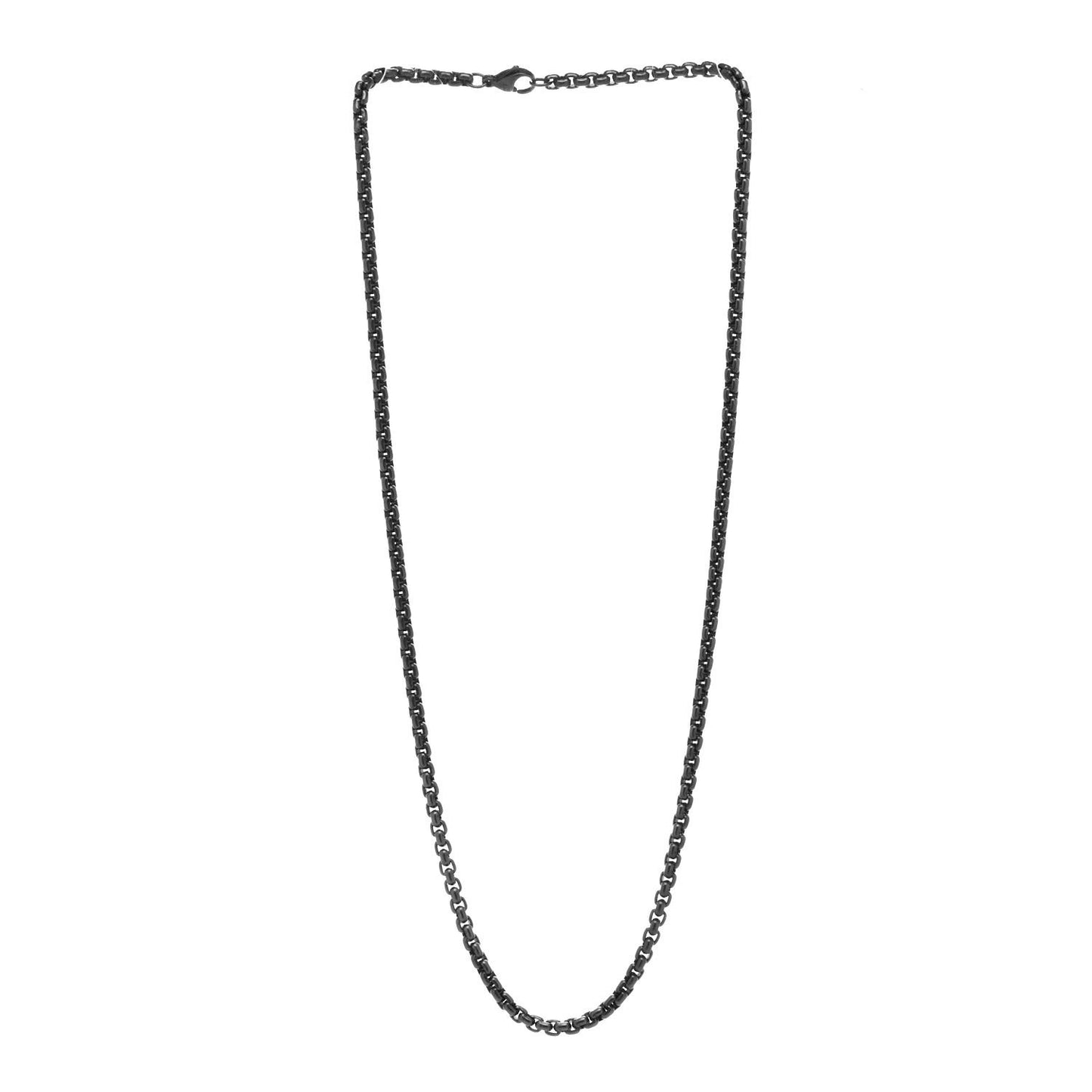 Darkened Stainless Steel 3mm Box Chain Necklace 22"