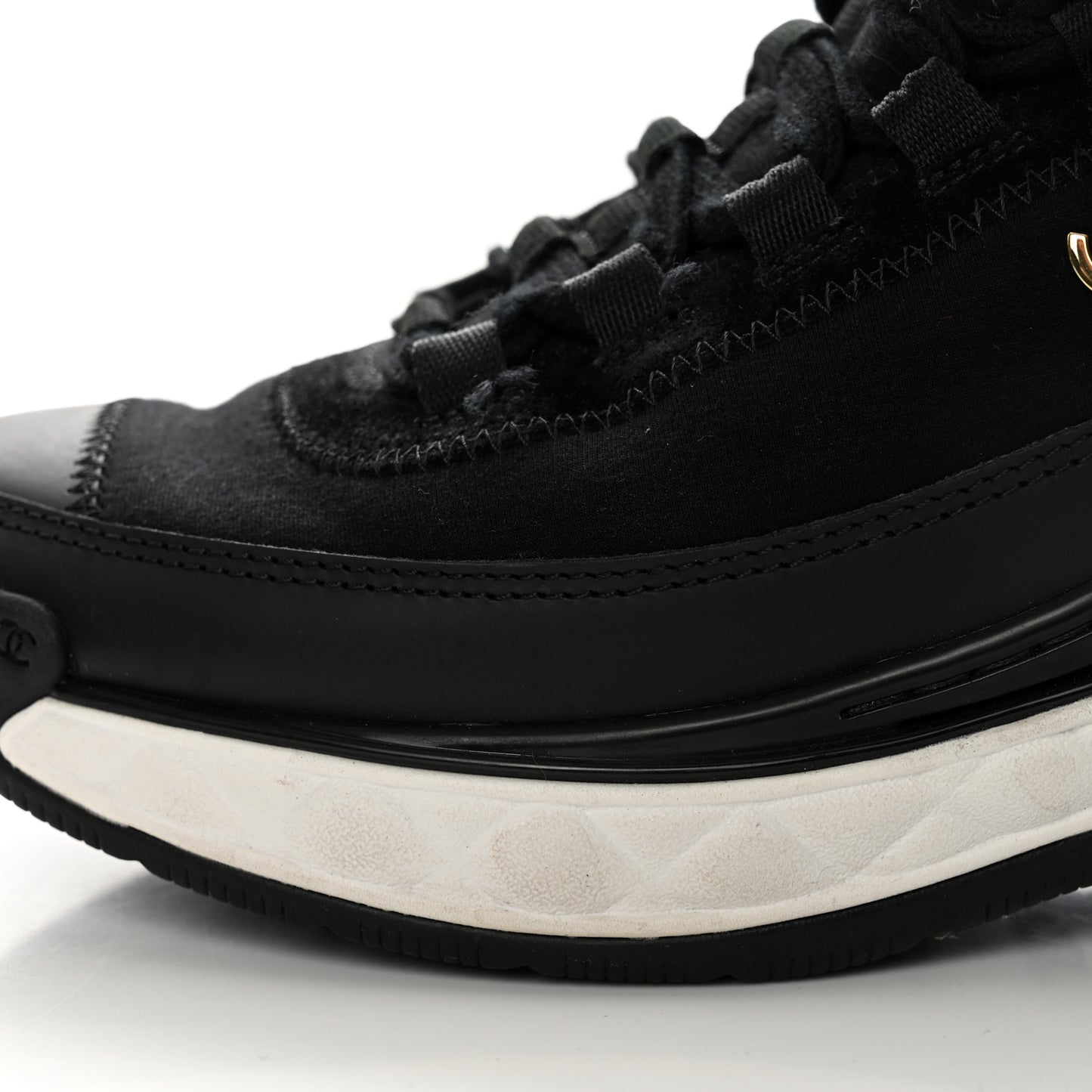 Velvet Calfskin Mixed Fibers CC Sneakers 37 Black