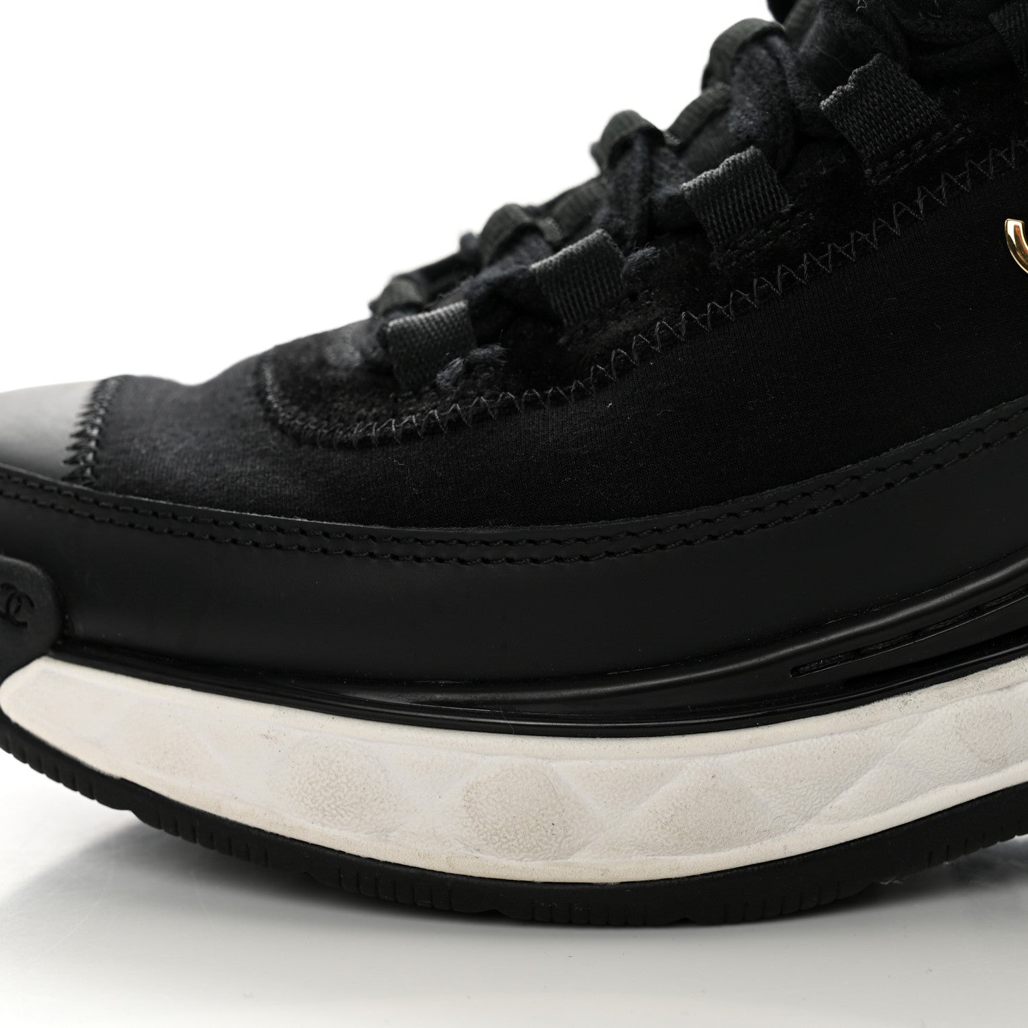 Chanel Velvet Calfskin Mixed Fibers CC Sneakers 37 Black 17 of 23