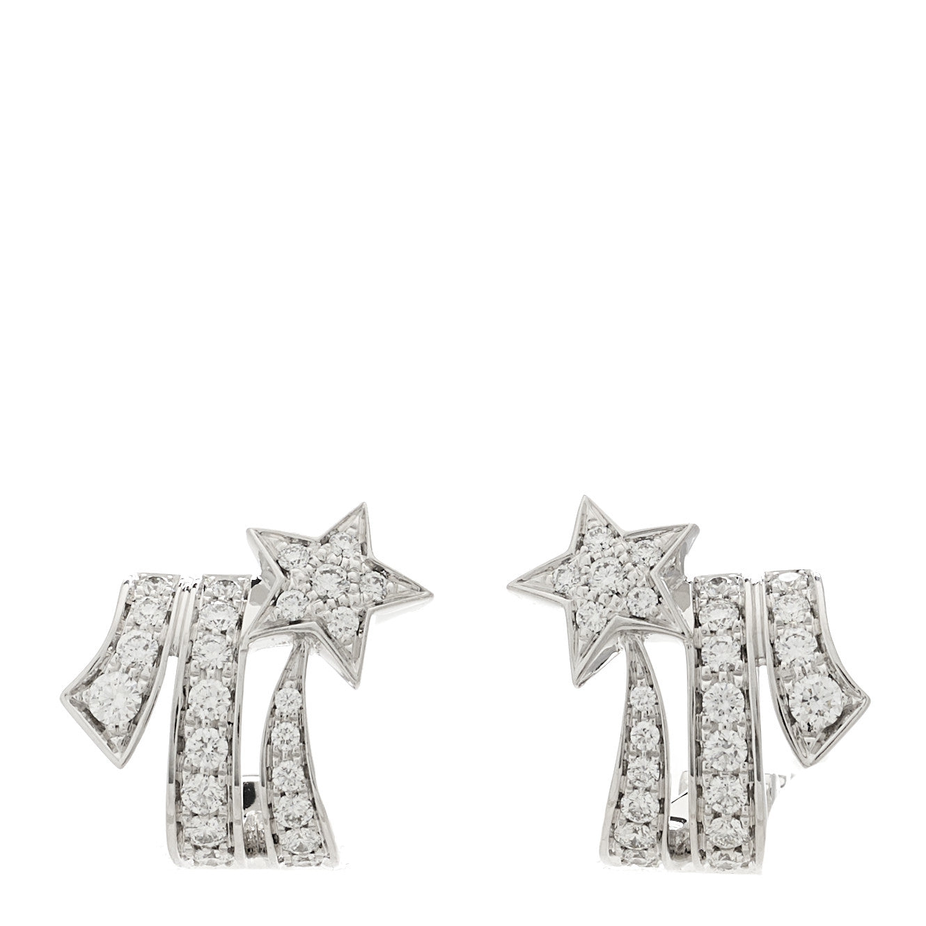 18K White Gold Diamond Etoile Filante Earrings