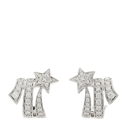 Chanel 18K White Gold Diamond Etoile Filante Earrings 1 of 5