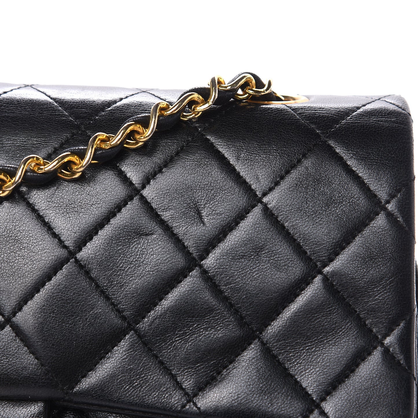 Lambskin Quilted Medium Double Flap Black