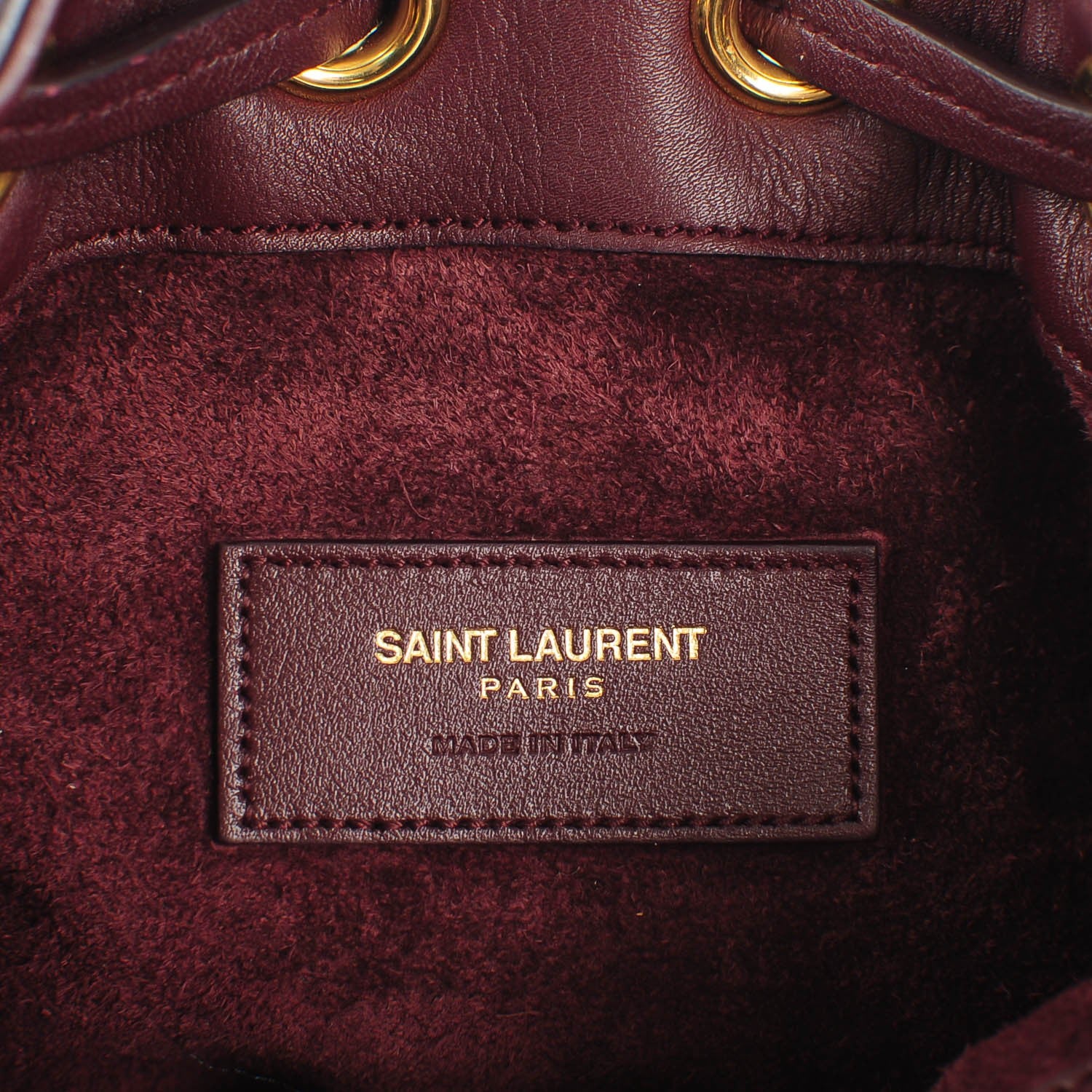 Saint Laurent Calfskin Small Emmanuelle Fringe Bucket Bag Bordeaux 6 of 7