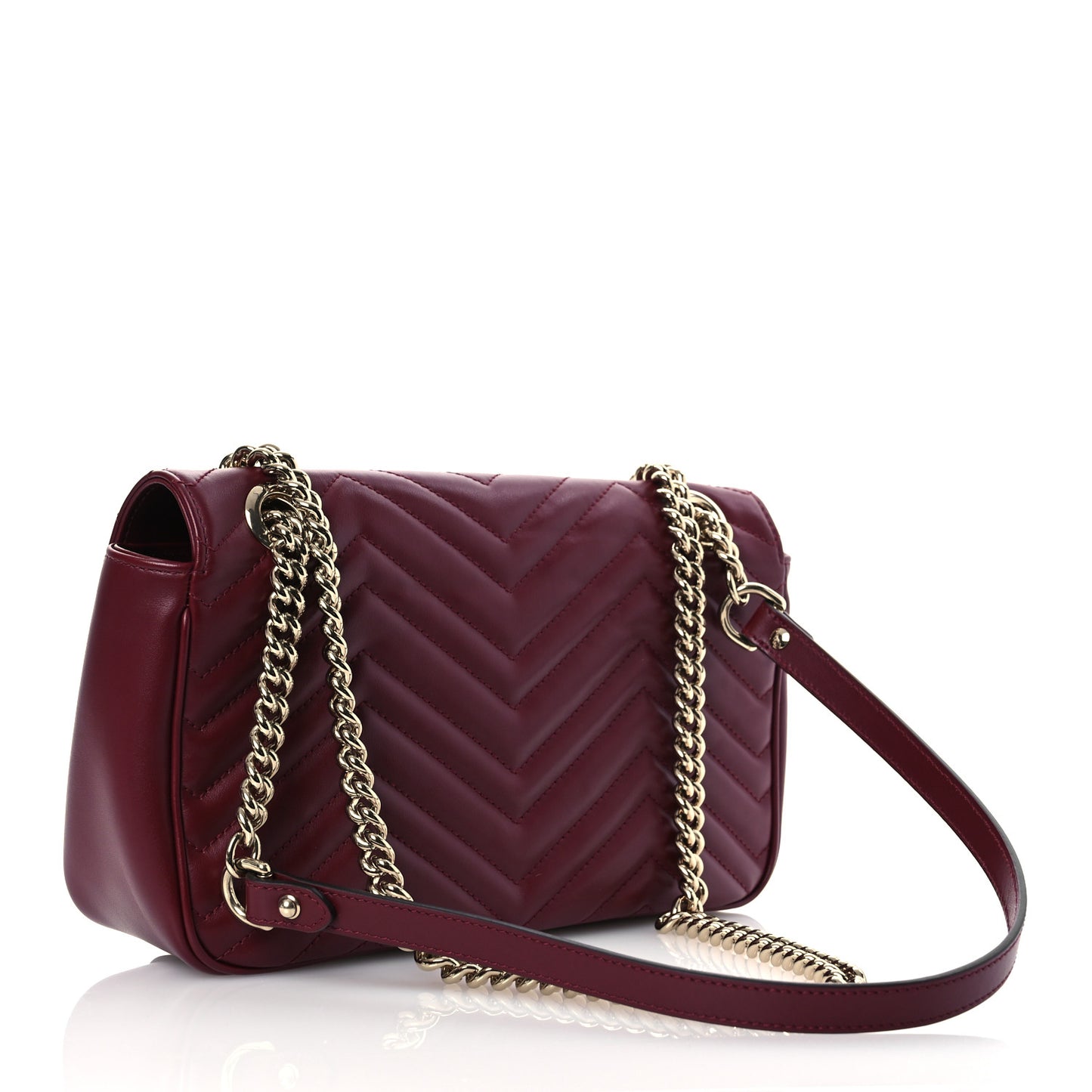 Calfskin Matelasse Small GG Marmont Shoulder Bag Rosso Ancora Red