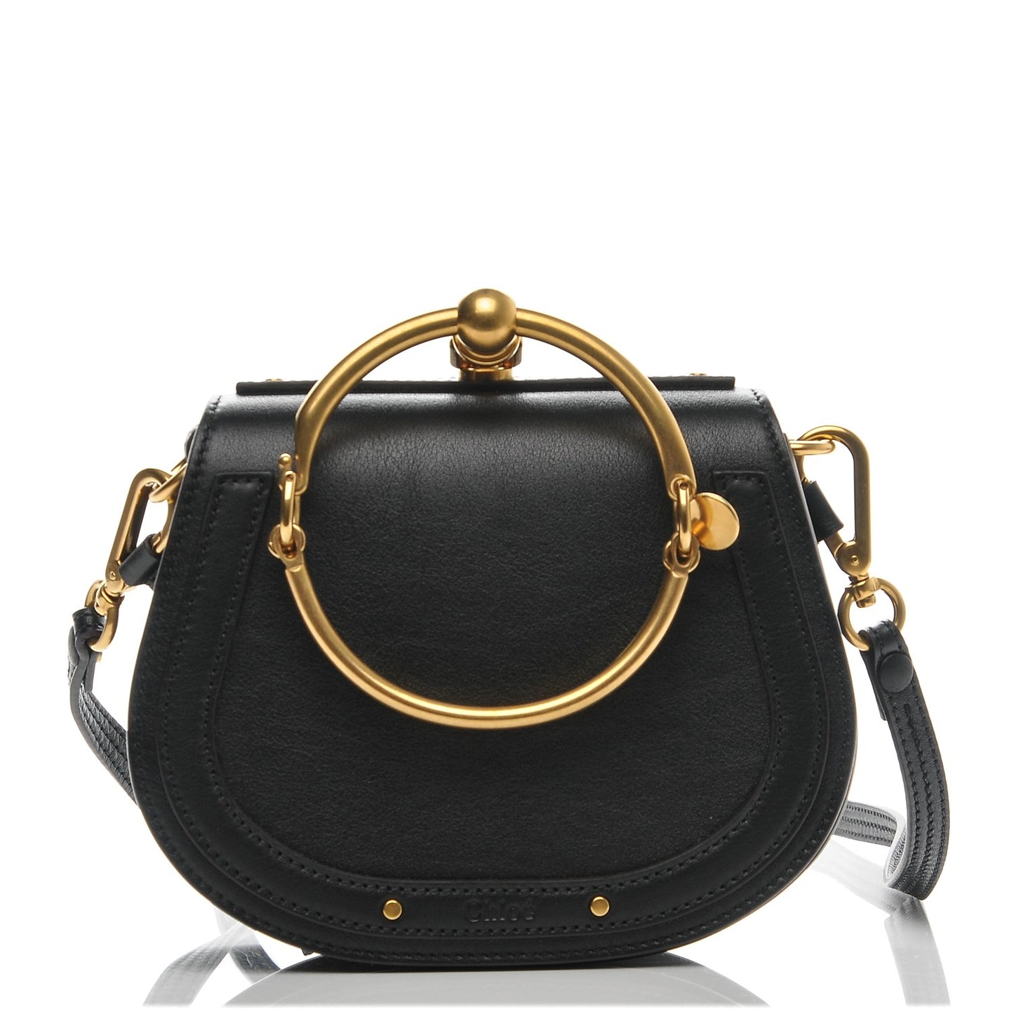 Calfskin Suede Small Nile Bracelet Bag Black