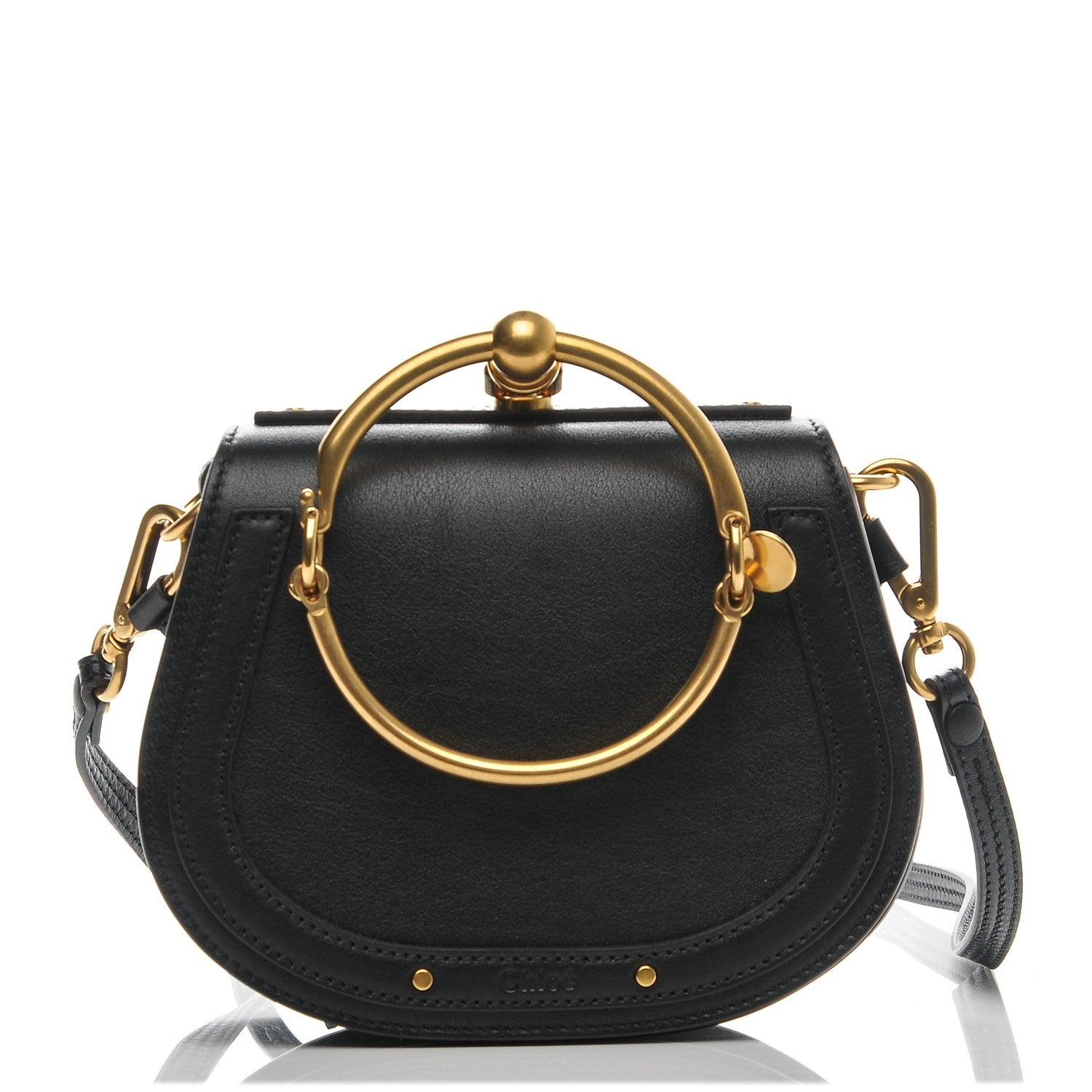 Chloe Calfskin Suede Small Nile Bracelet Bag Black 1 of 7