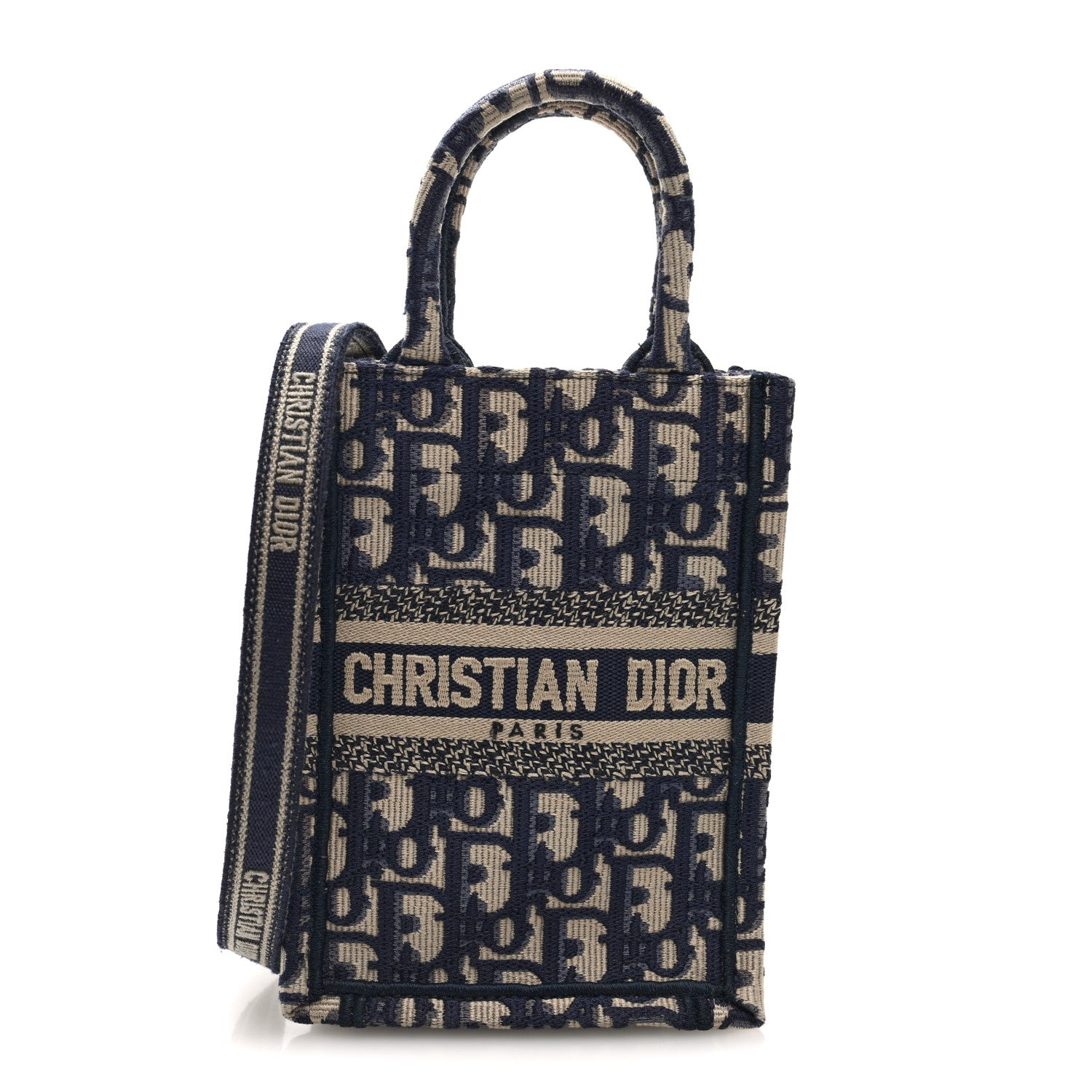 Christian Dior Oblique Mini Book Tote Phone Bag Blue 1 of 10