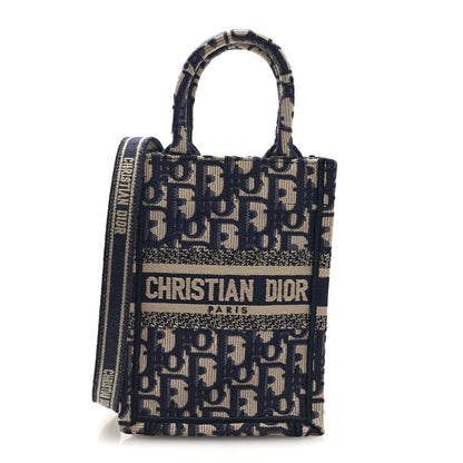 Christian Dior Oblique Mini Book Tote Phone Bag Blue 1 of 10
