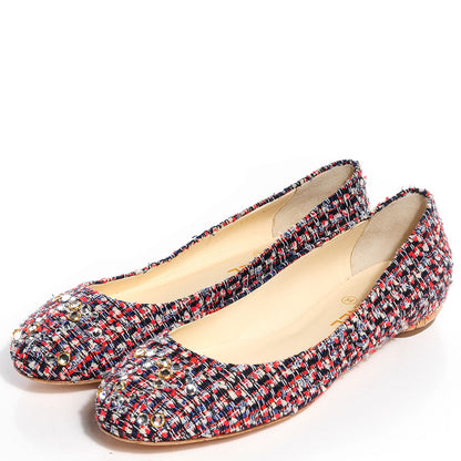 Chanel Tweed Crystal CC Ballerina Flats 39.5 4 of 7