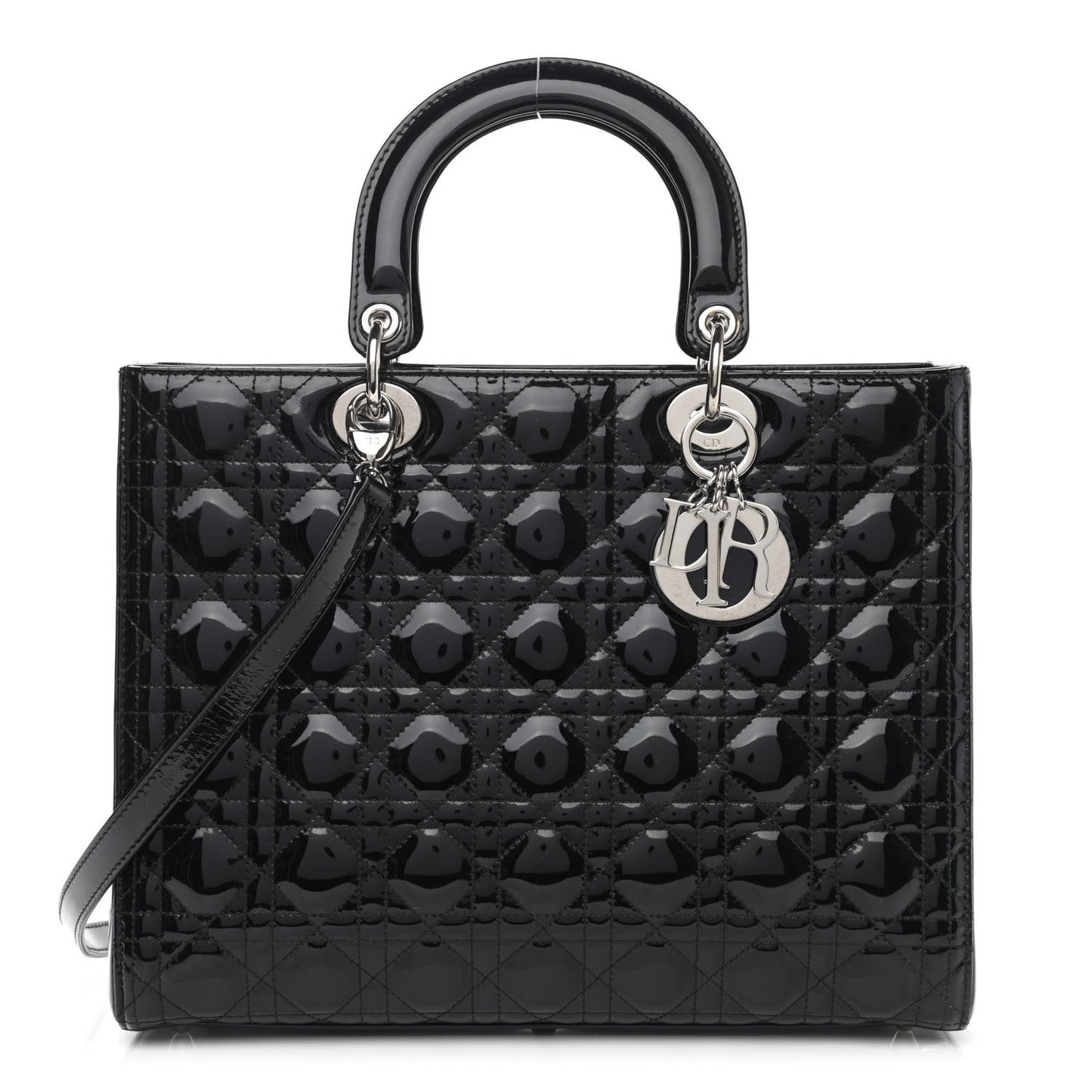 Patent Cannage Large Lady Dior Black