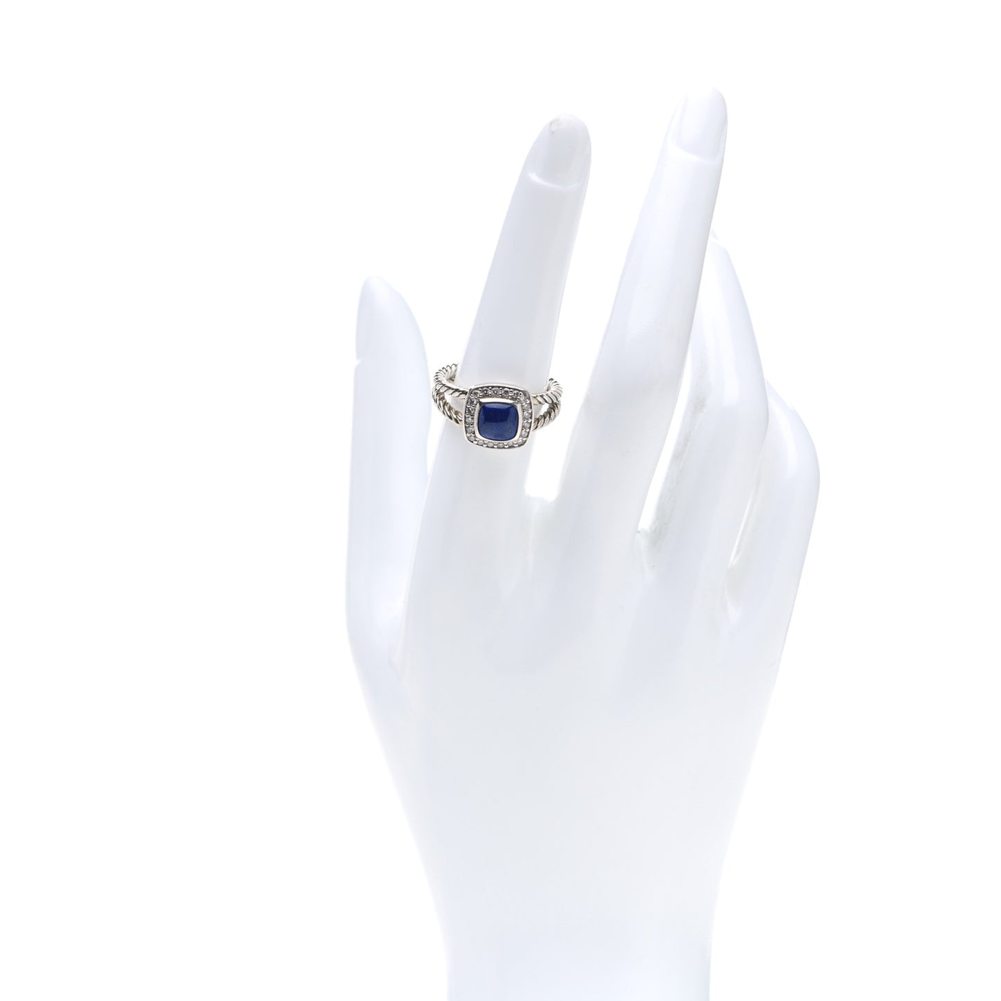 Sterling Silver Diamond Lapis Lazuli 7mm Petite Albion Ring 54 7