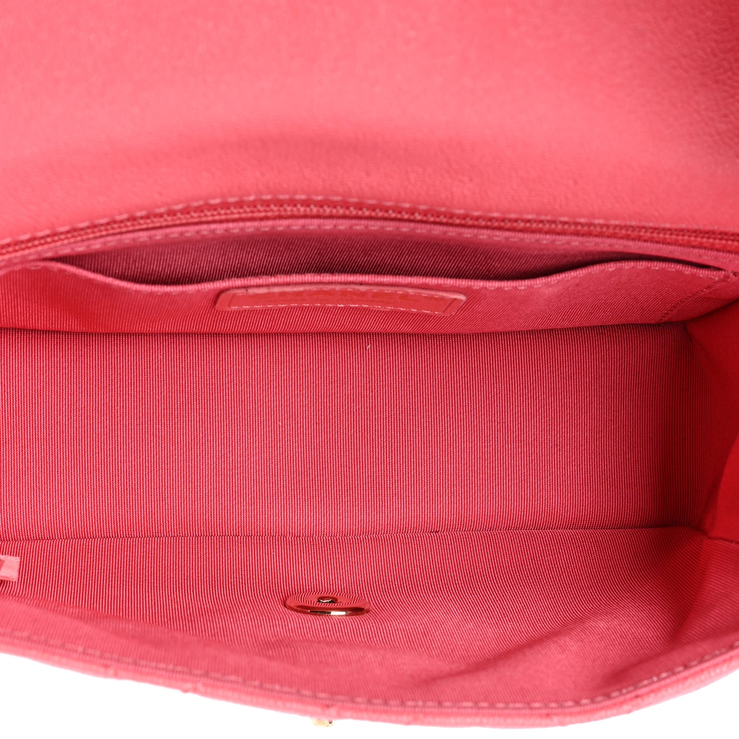 Iridescent Caviar Quilted Mini Flap With Thick Strap Pink Beige