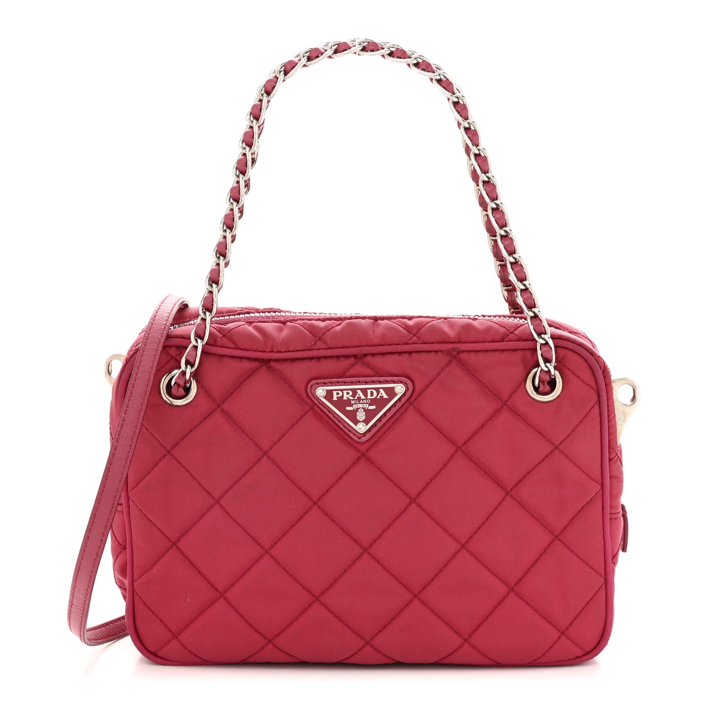 Nylon Tessuto Impuntu Quilted Chain Crossbody Ibisco