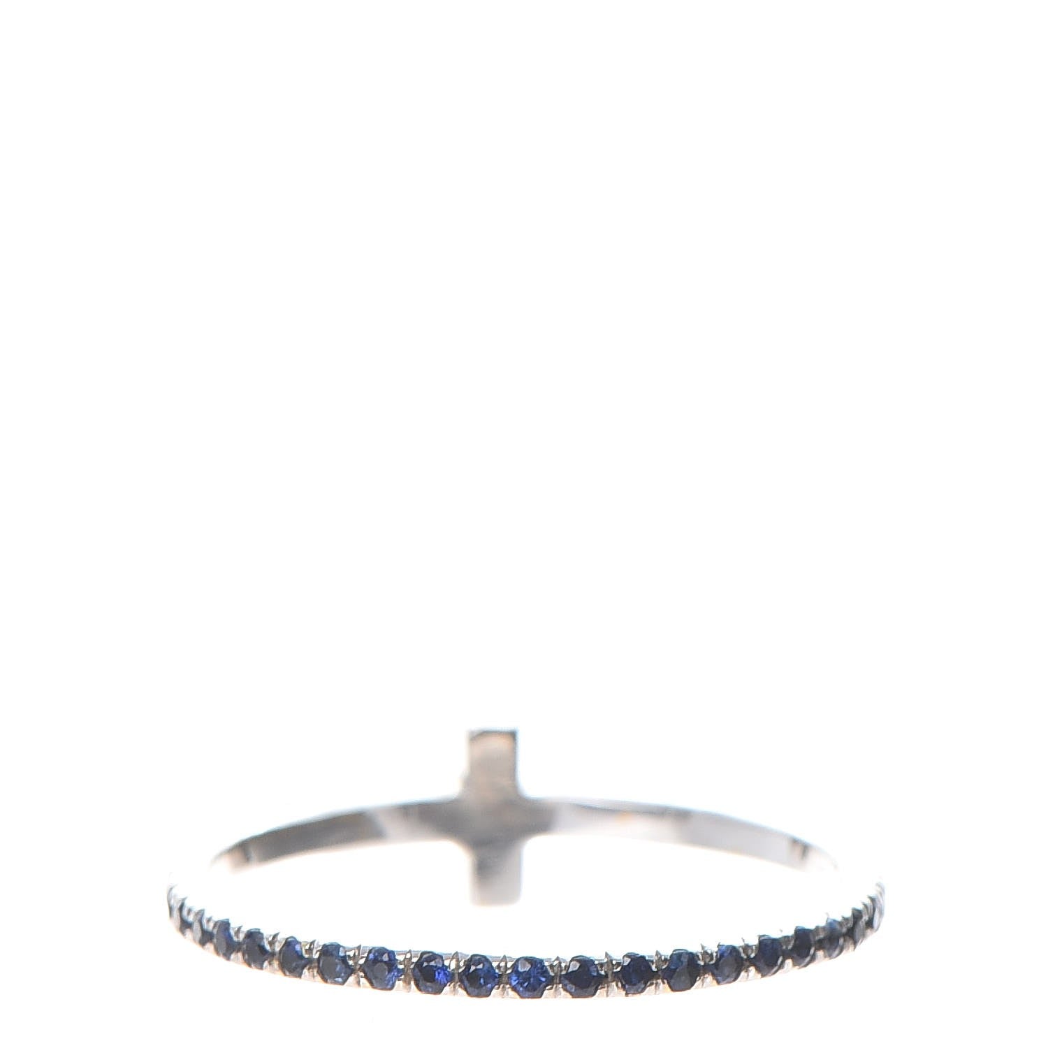 Tiffany 18K White Gold Blue Sapphire Tiffany T Wire Band Ring 3 of 4