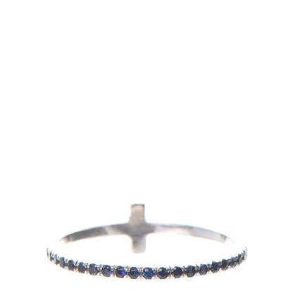 Tiffany 18K White Gold Blue Sapphire Tiffany T Wire Band Ring 3 of 4